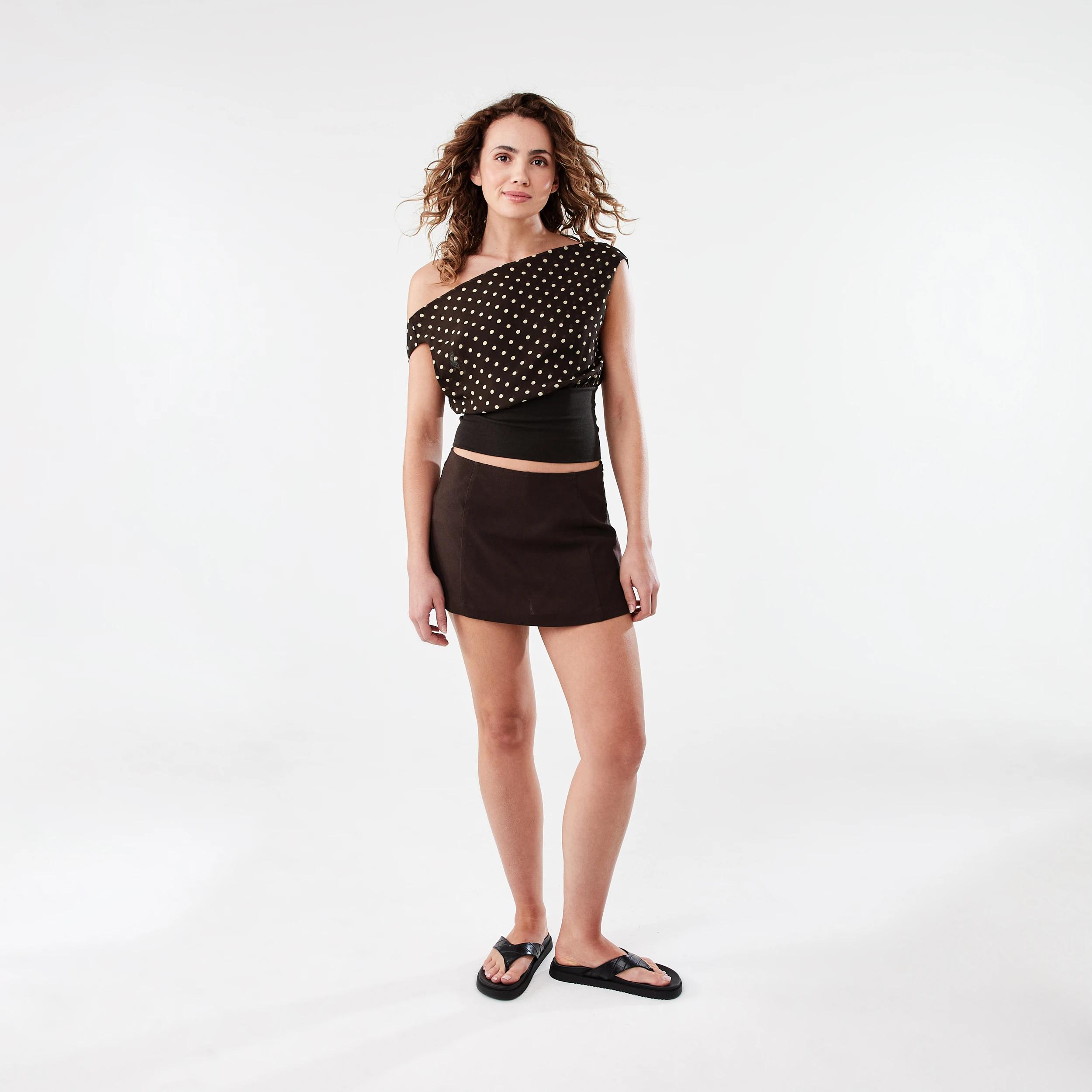 2 Linen Blend Mini Skort Melt Brown, 2 of 8