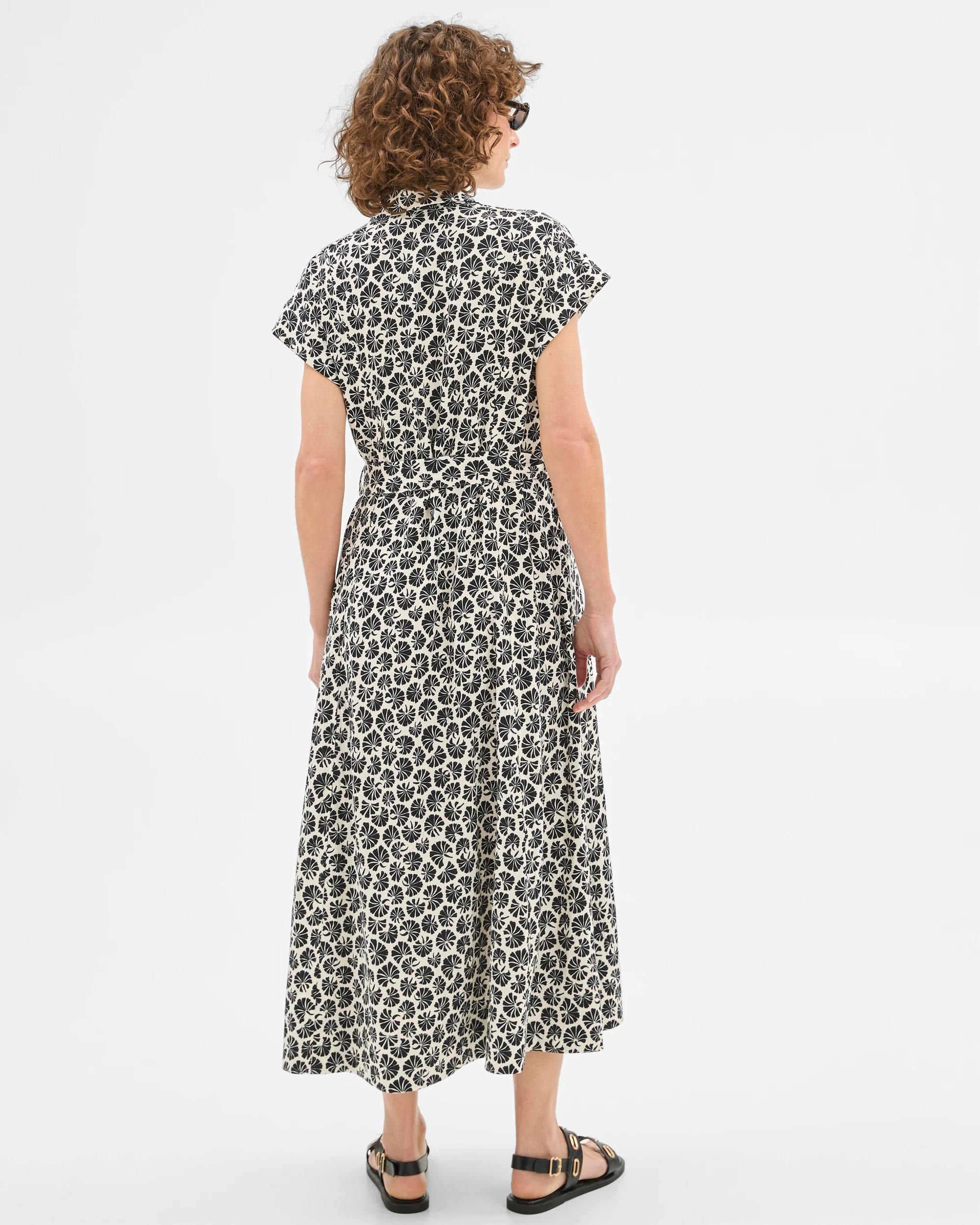 6 Summer Twill Midi Shirt Dress - Preview LINEAR FLORAL, 6 of 7