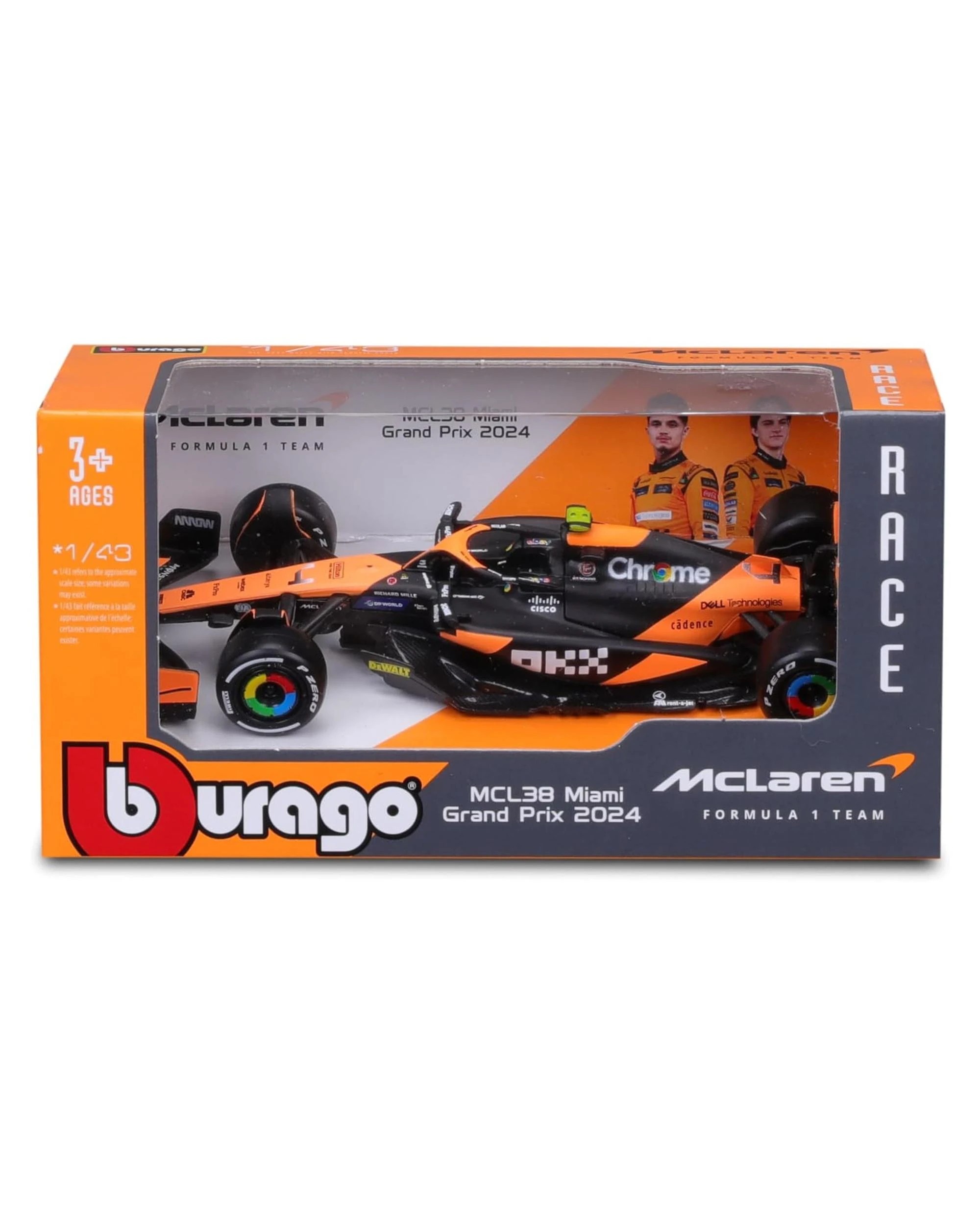 6 Bburago Formula Racing 2024 F-1 McLaren MCL38 #4 Lando Norris WB 1:43 Scale Diecast Vehicle, 6 of 6