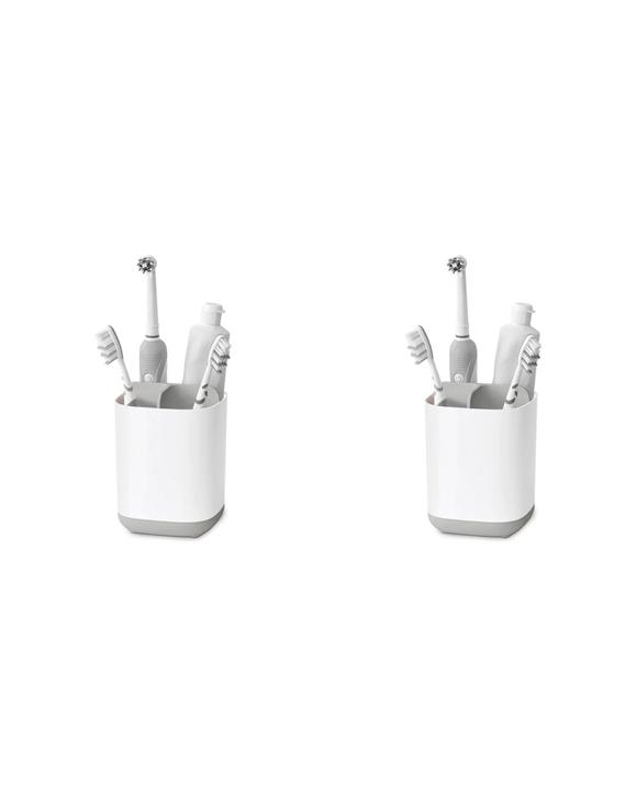 Joseph Joseph Toothbrush Holder Caddy Twin Pack Organised Storage 2PK - Grey
