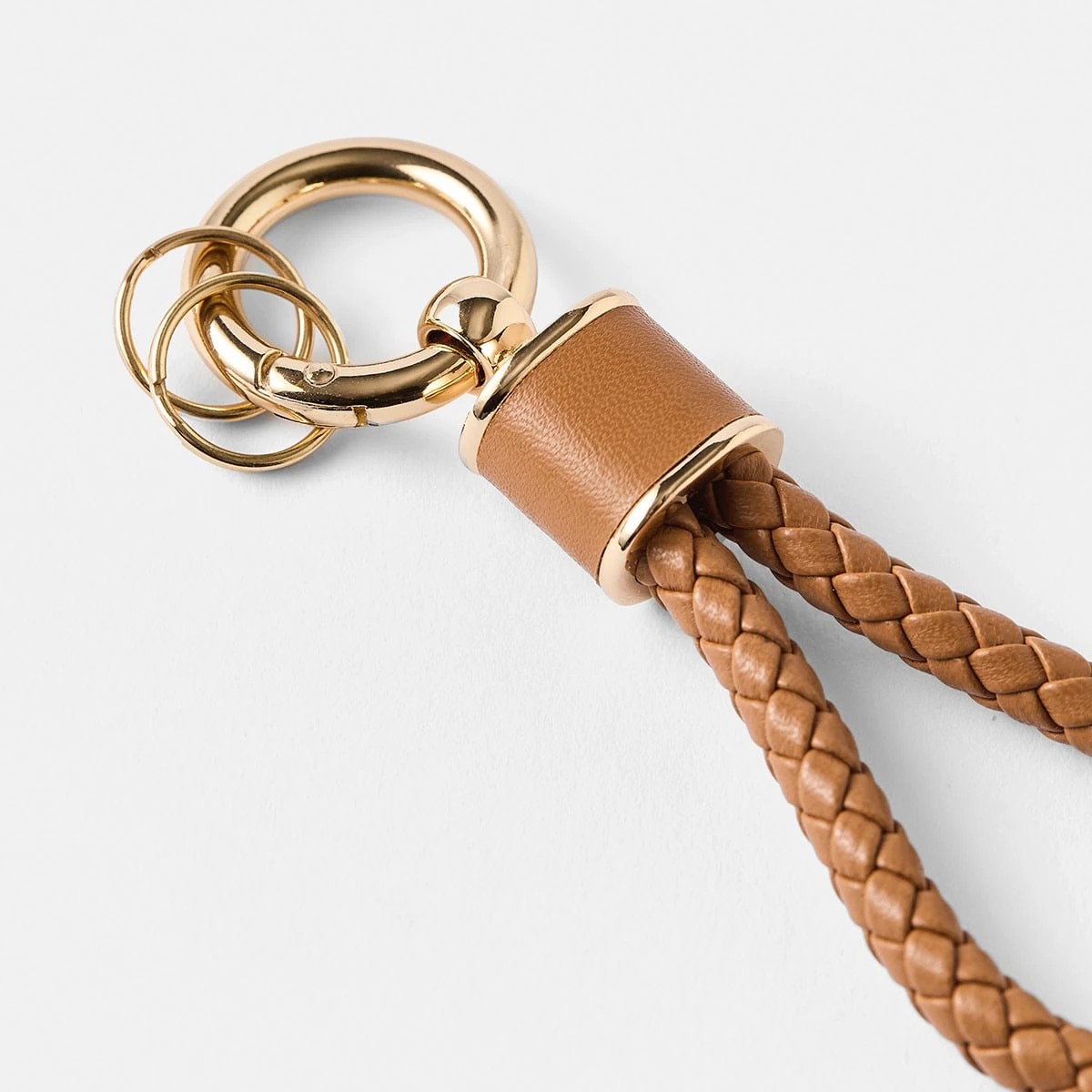 2 PU Loop Keyring - Gold Tone and Tan, 2 of 3