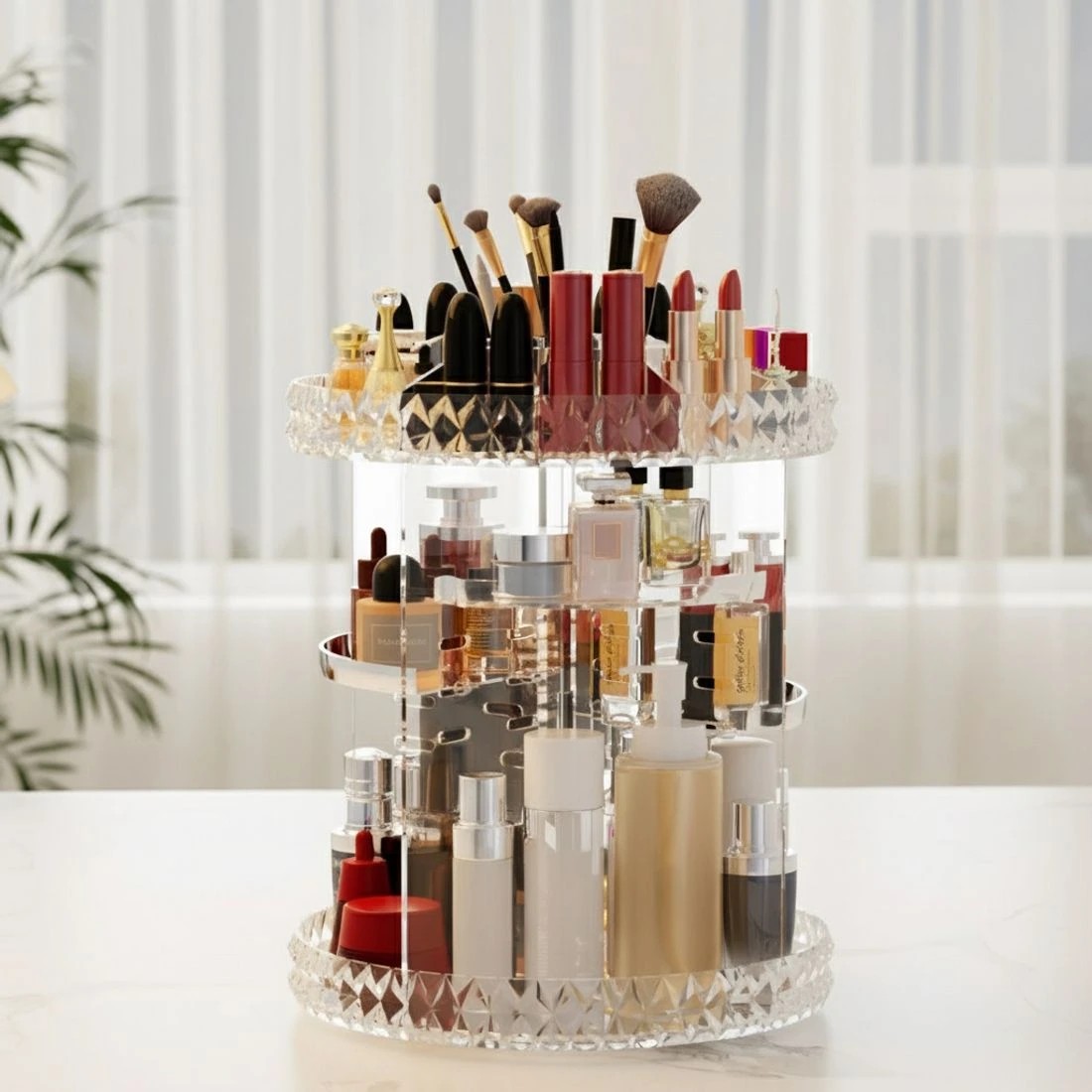 5 Embellir Makeup Organizer Acrylic Rotating Cosmetic Organizer Storage Display Holder - Natural, 5 of 7