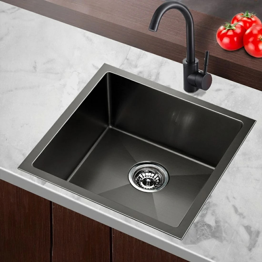5 Cefito Kitchen Sink 51X45CM Stainless Steel Basin Single Bowl - Black, 5 of 7