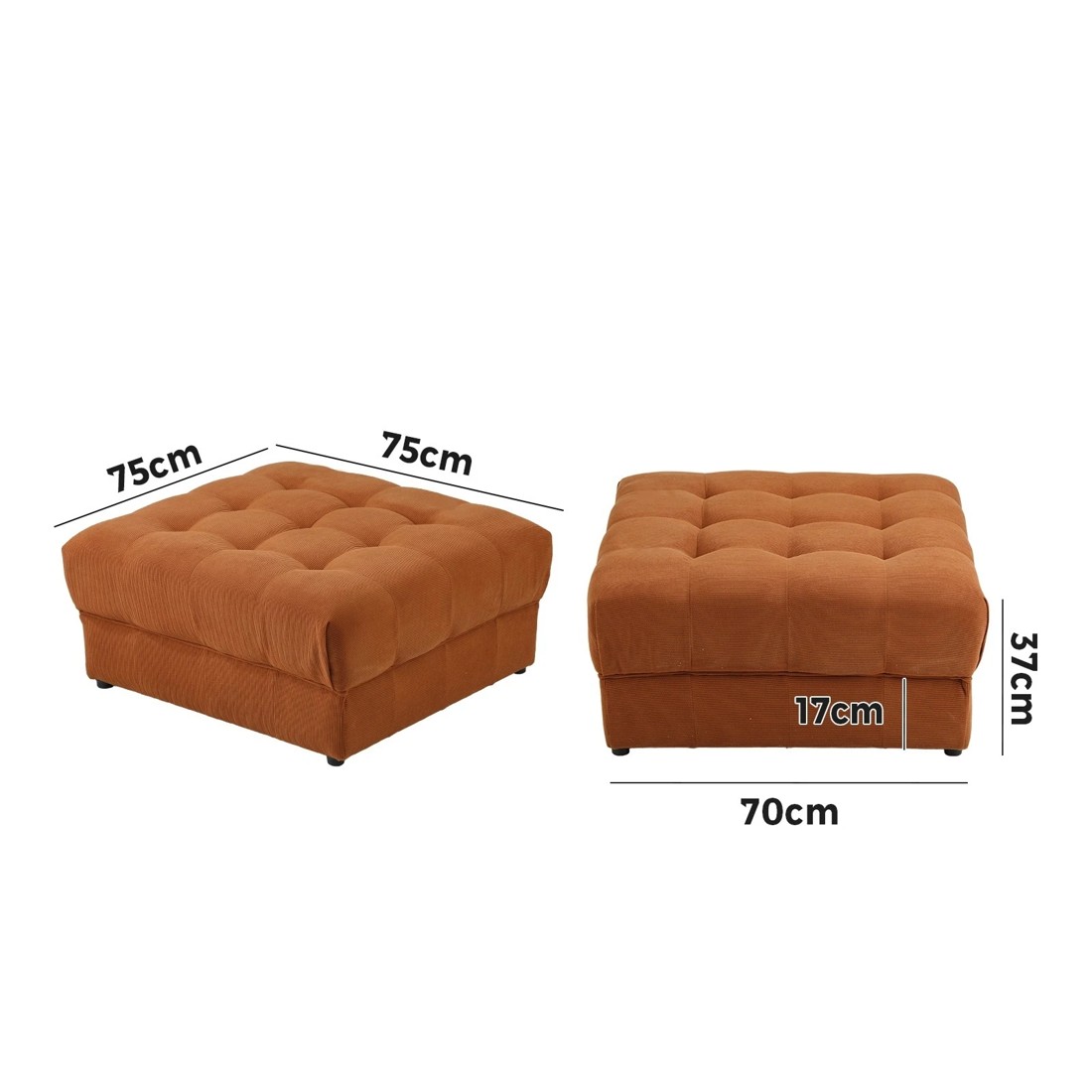 9 Oikiture 1 Seater Velvet Modular Ottoman Lounge Chair Armless Tofu
 - Brown, 9 of 10