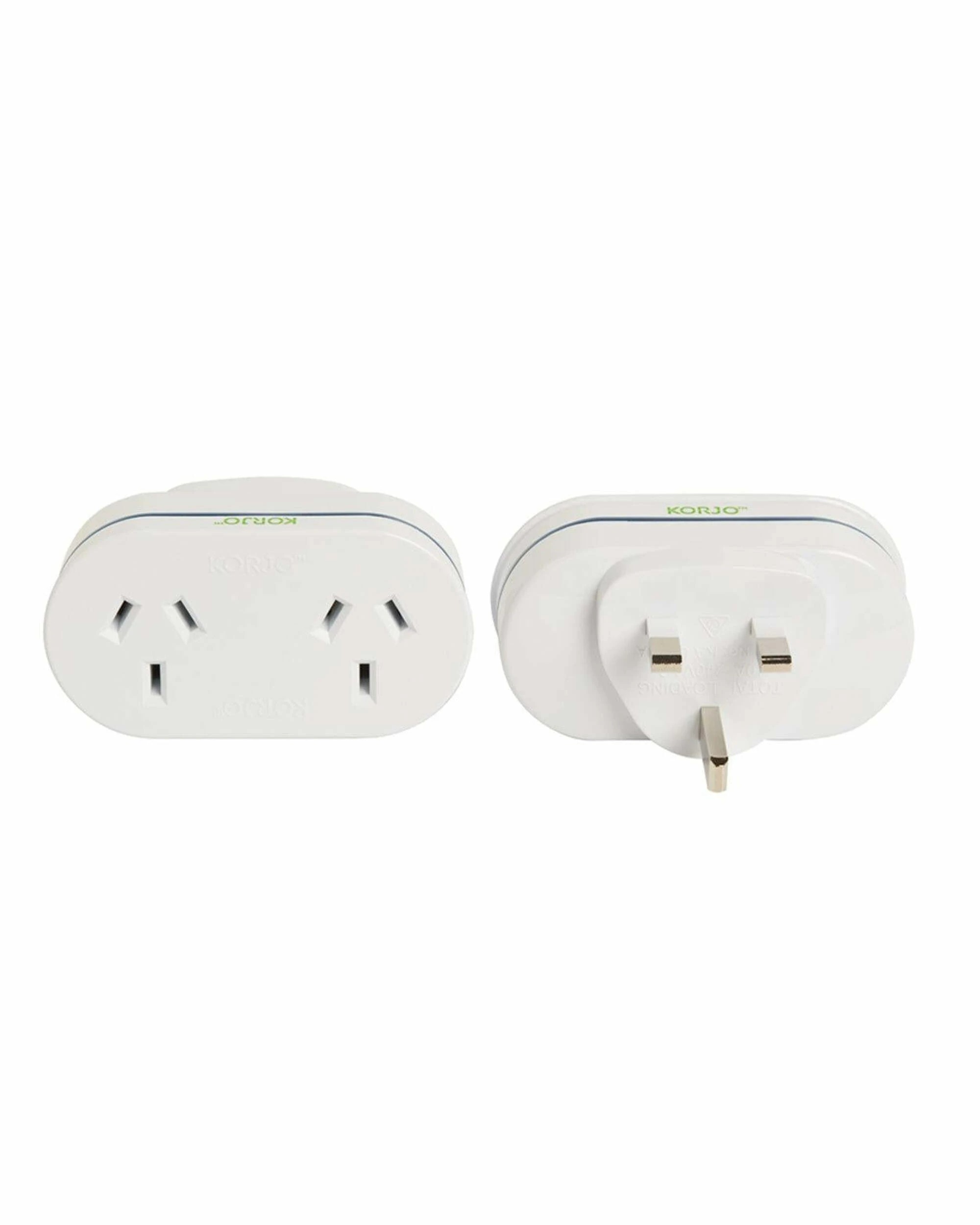 1 Korjo Double Travel Adaptor Plug - Aus to UK - White, 1 of 3