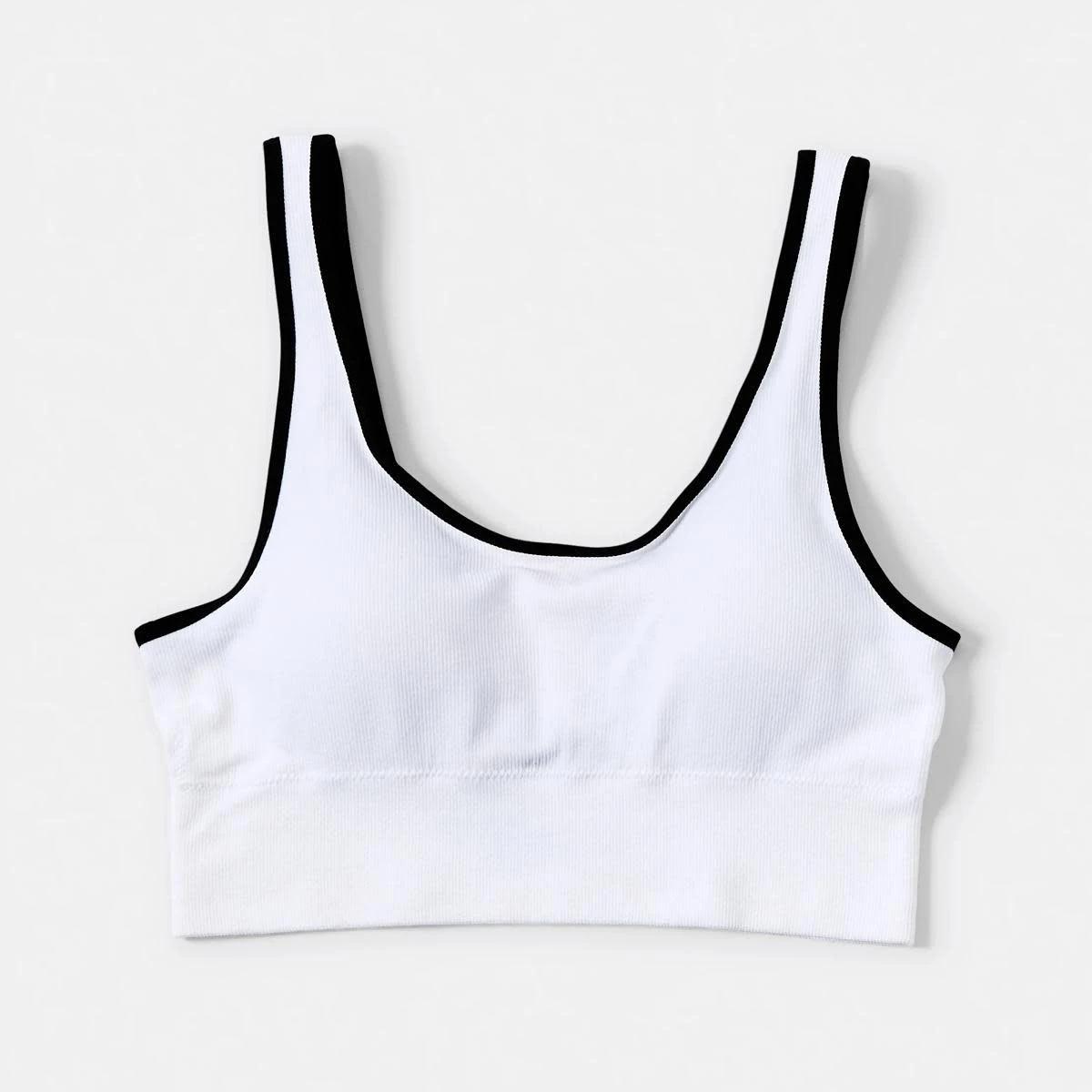 3 2 Pack Wirefree Seamfree Trim Crop Top WHITE, BLACK, 3 of 9