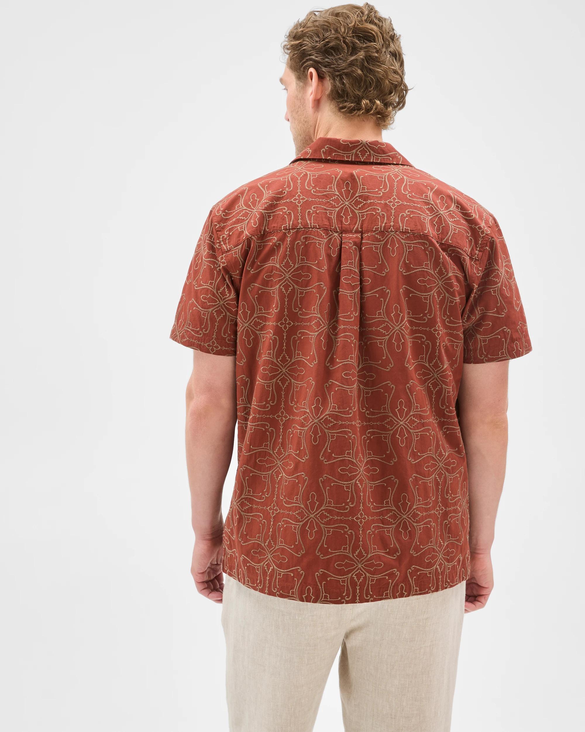 7 Target Man Short Sleeve Embroidered Shirt BROWN STONE, 7 of 7