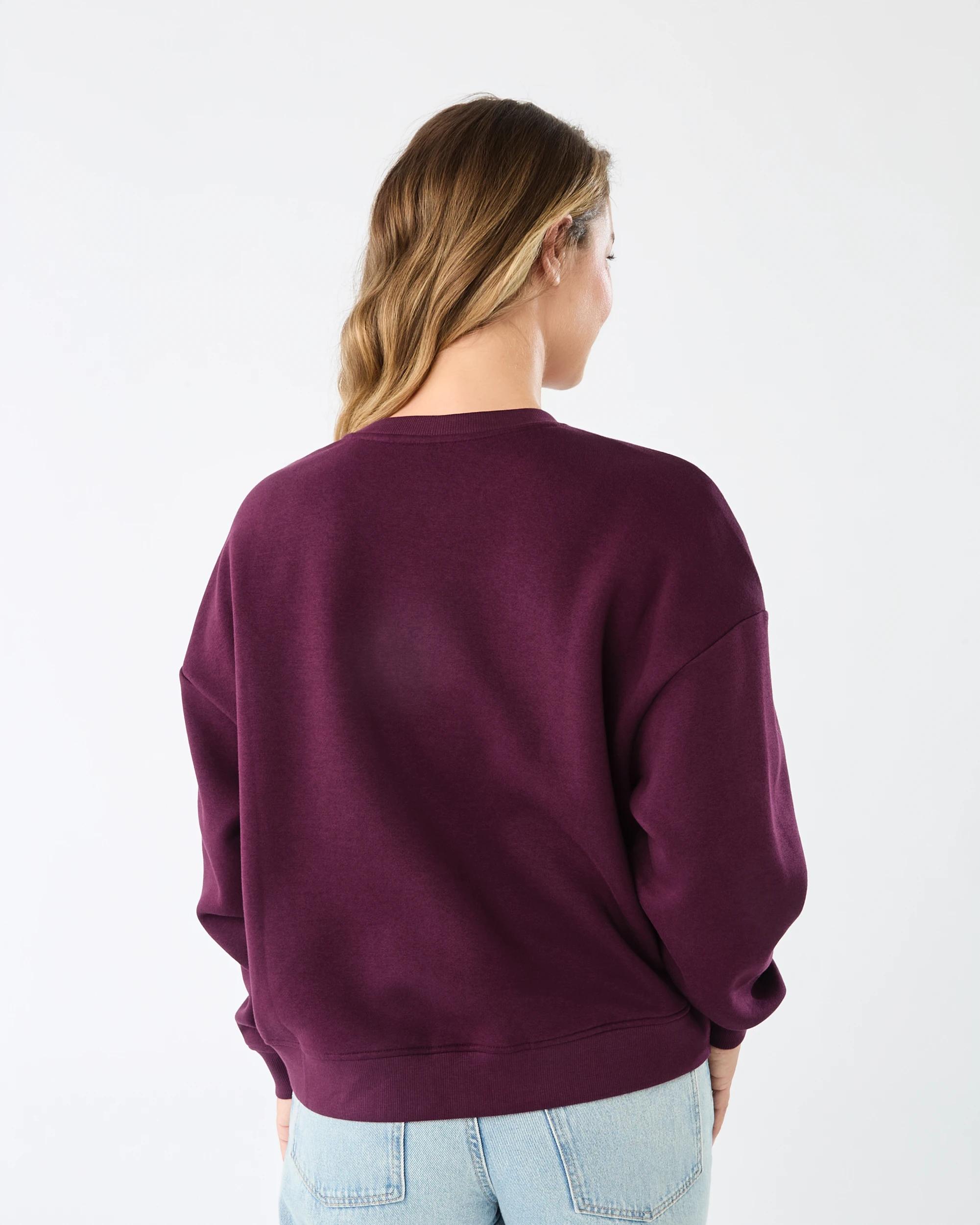 3 Oversized Crew Neck Sweatshirt Plum Jam, 3 of 5