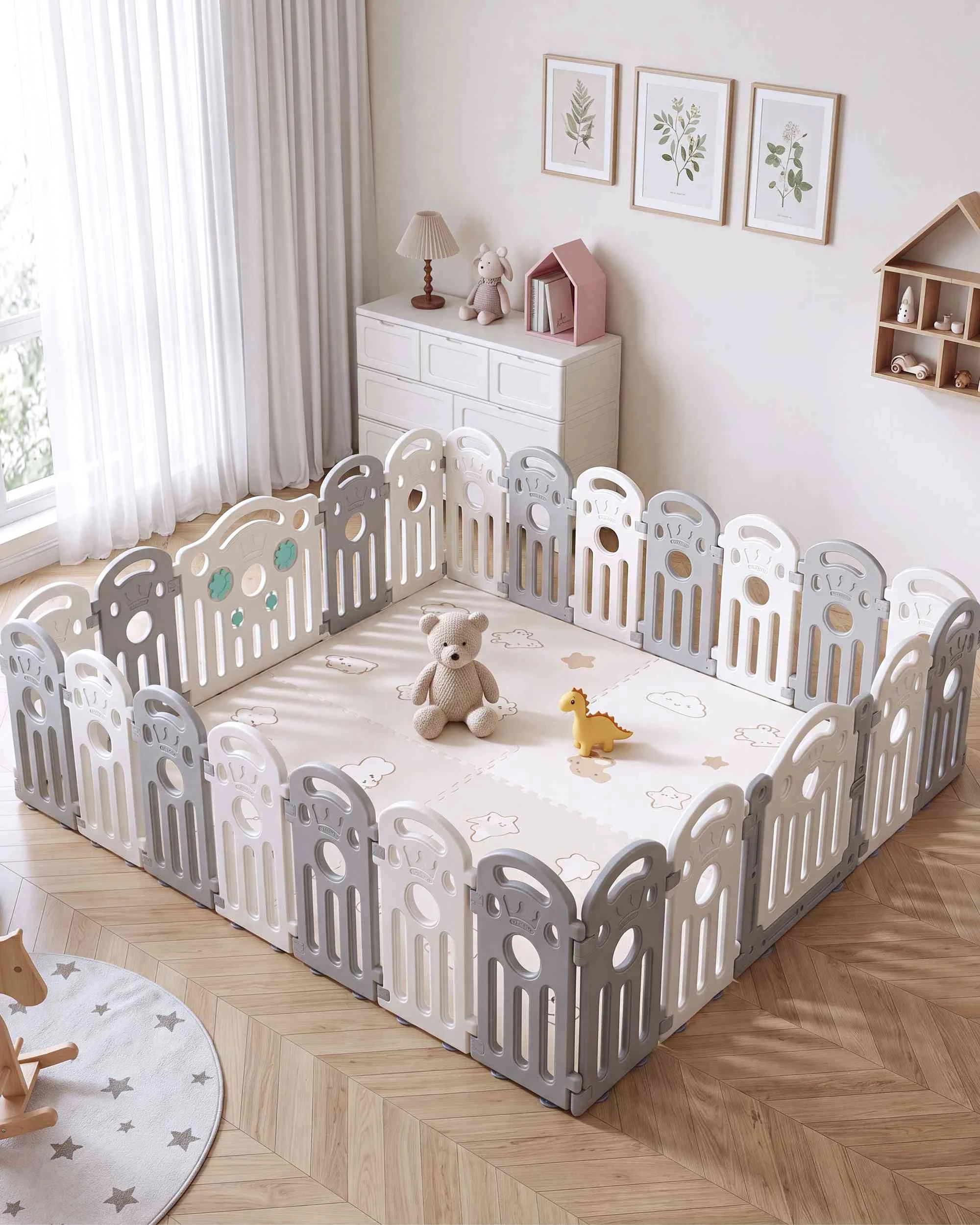 2 Playpals Baby Playpen Kids Safety Gate Toddler Fence 24 Panels, 2 of 10