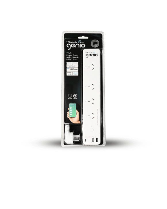 Mirabella Genio Wi-Fi Powerboard 4 Outlets 2 USB-A, 1 USB-C