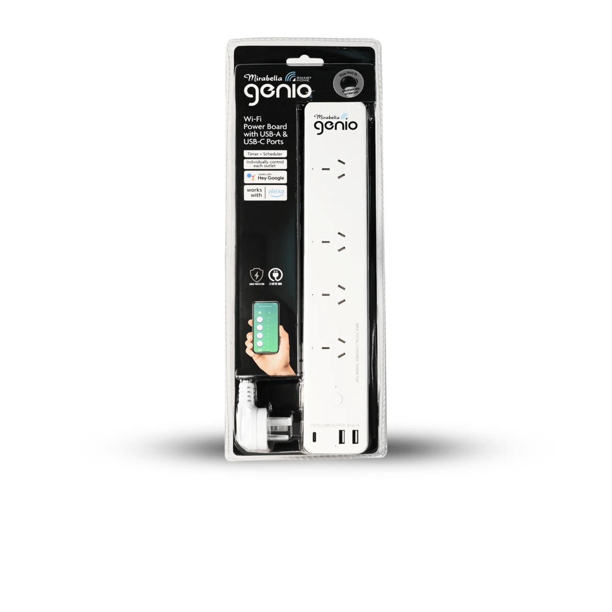 1 Mirabella Genio Wi-Fi Powerboard 4 Outlets 2 USB-A, 1 USB-C, 1 of 3