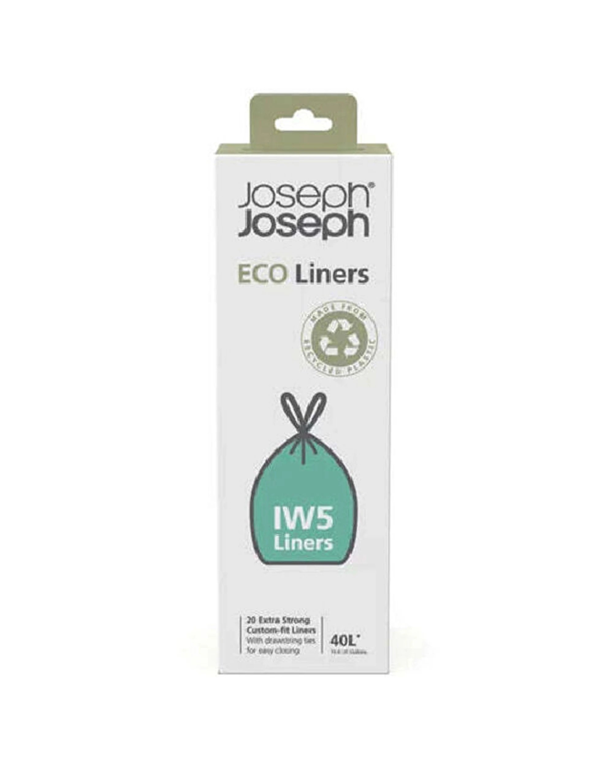 2 Joseph Joseph 2x 20pc IW5 Eco Liners 40L Plastic Bag Extra Strong Pack - Clear, 2 of 3