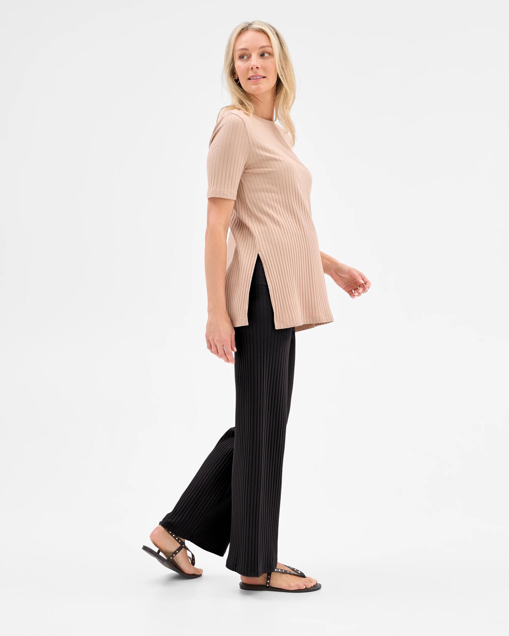 6 Target Maternity Over The Belly Rib Knit Lounge Pants BLACK, 6 of 7
