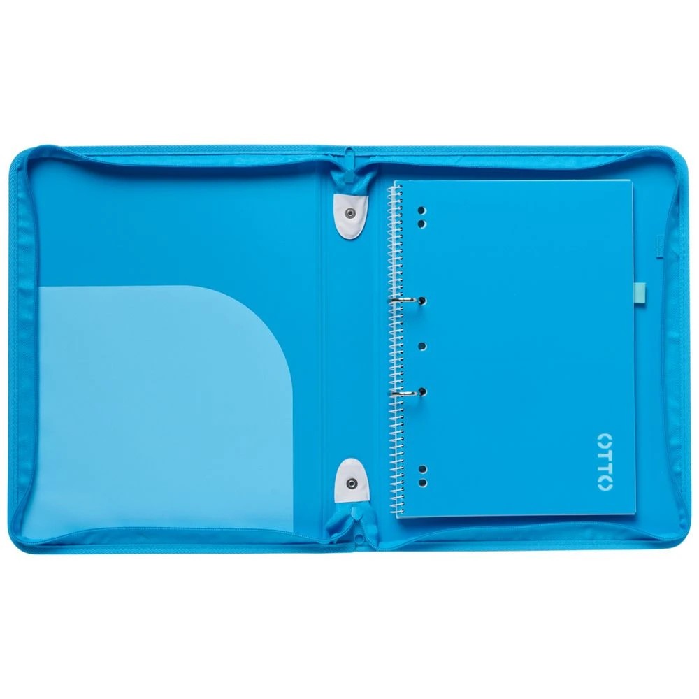 4 Otto A4 Recycled 2 D-Ring Zipper Binder Blue, 4 of 5
