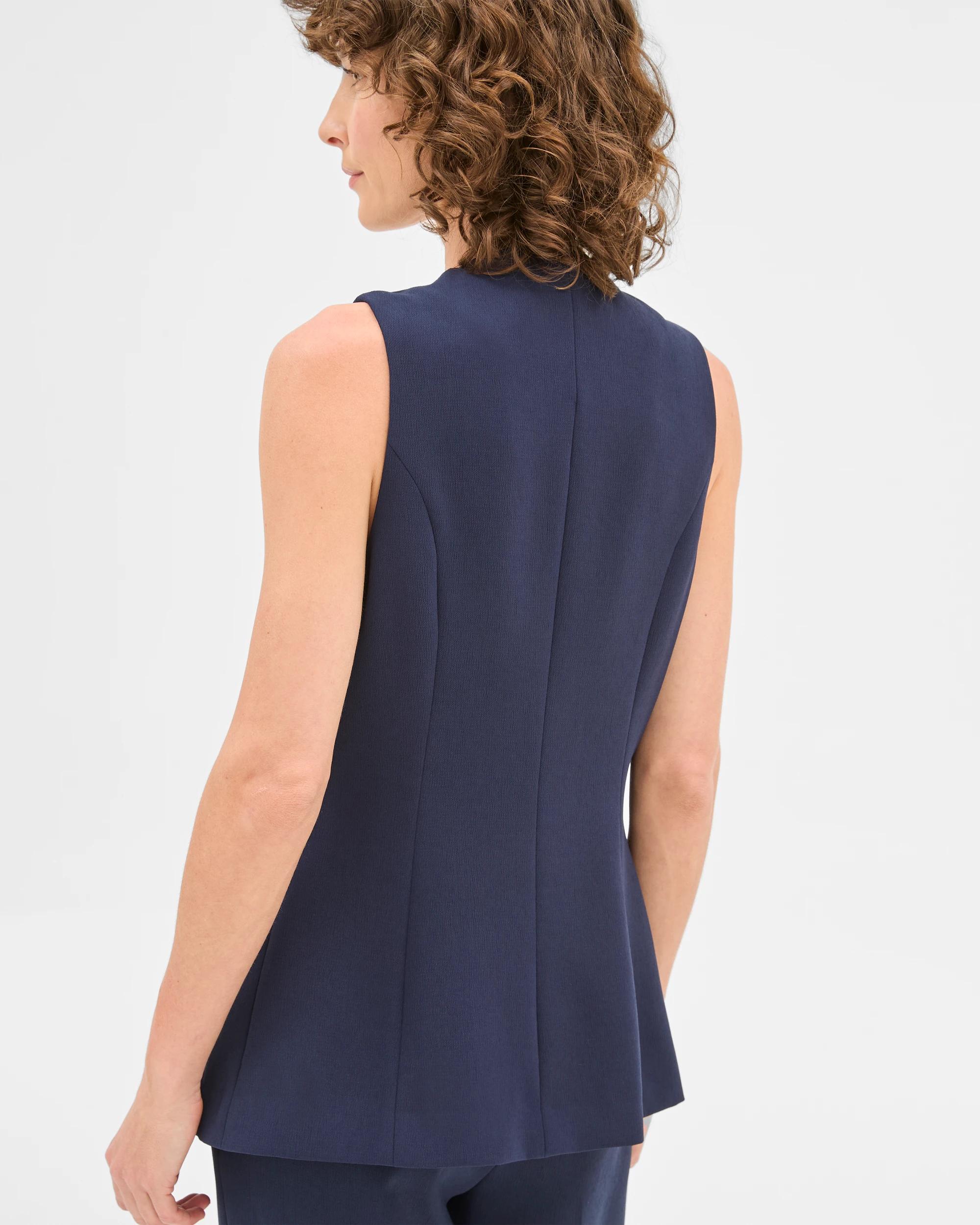 6 Crepe Tailored Button Front Vest - Preview NAVY BLUE, 6 of 6
