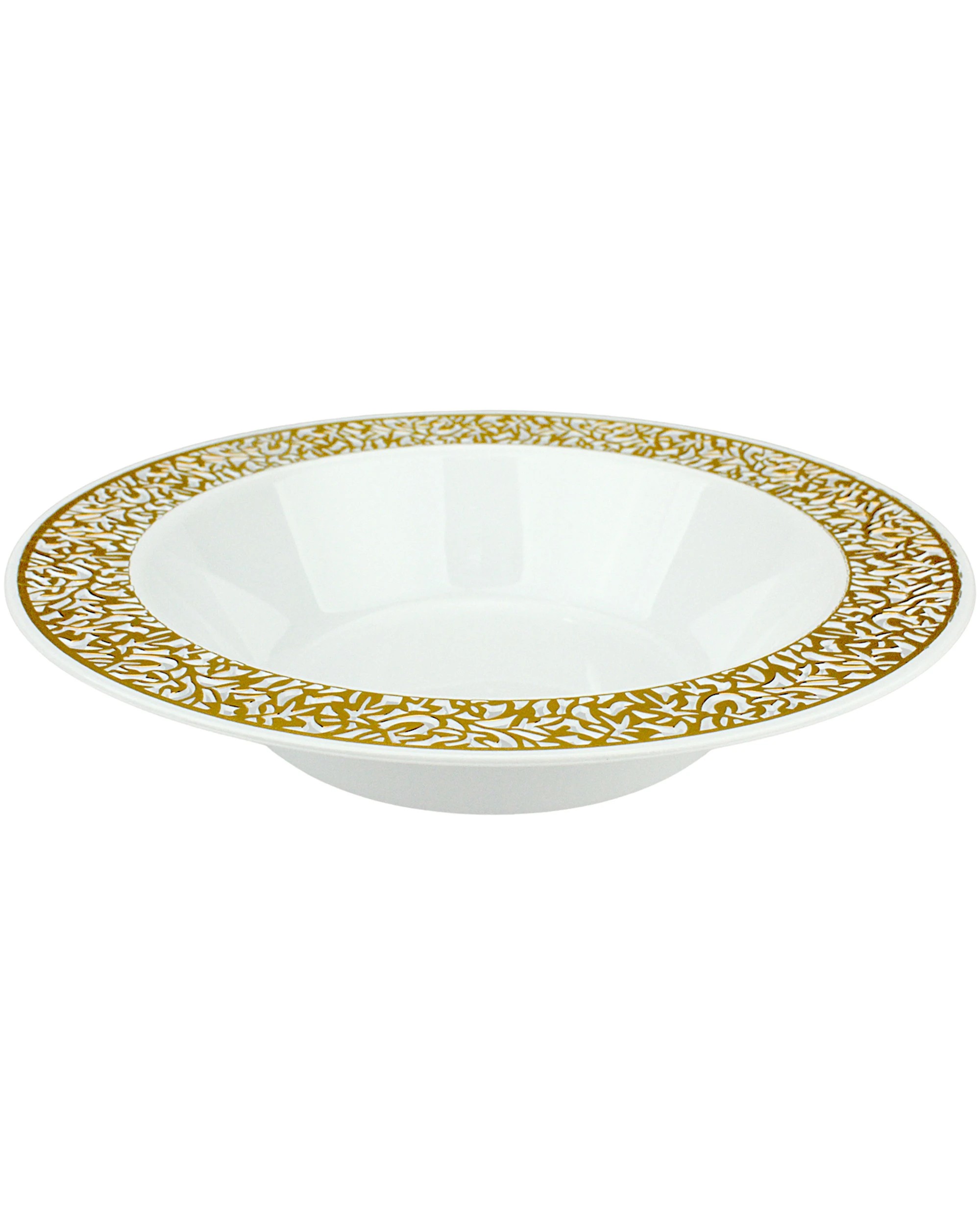 1 Fun Time Gold Lace Trim Small Plastic Bowls Pack of 6 - Gold, White, 1 of 1