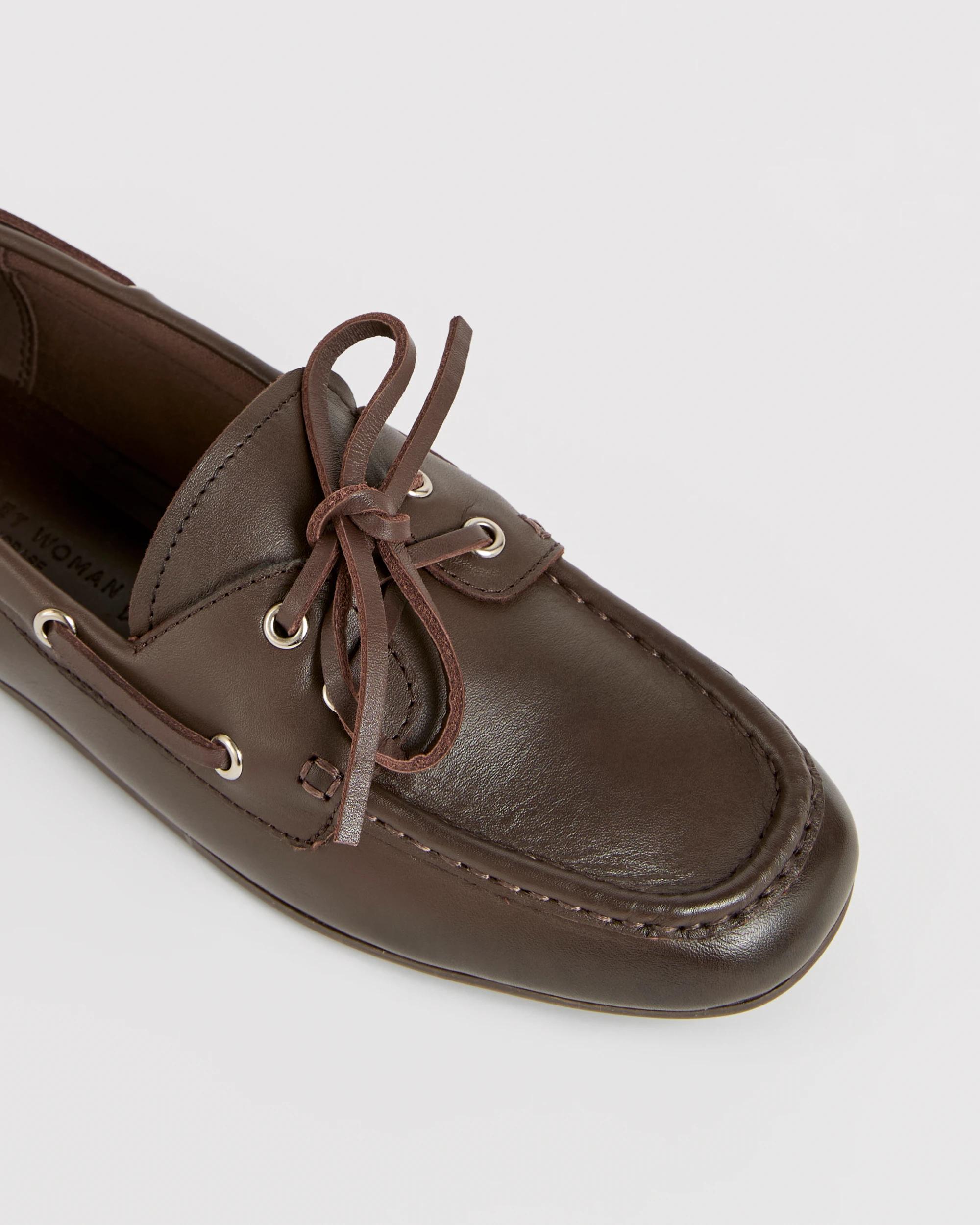 3 Target Woman Genuine Suede Leather Boat Shoes CHOCOLATE, 3 of 3