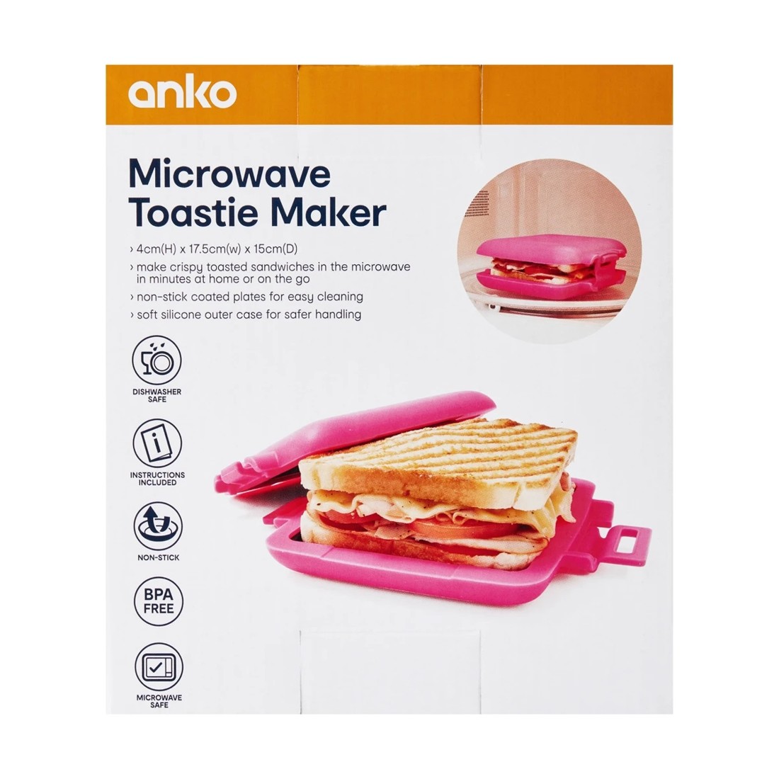 10 Microwave Toastie Maker - Pink, 10 of 11