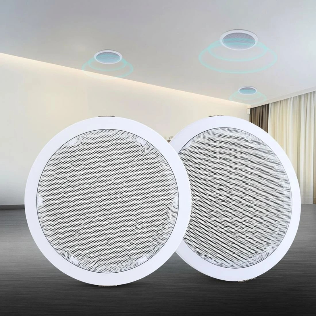 6 Giantz 6''Ceiling Speakers In Wall Speaker Home Audio Stereos Tweeter 2pcs - White, 6 of 7