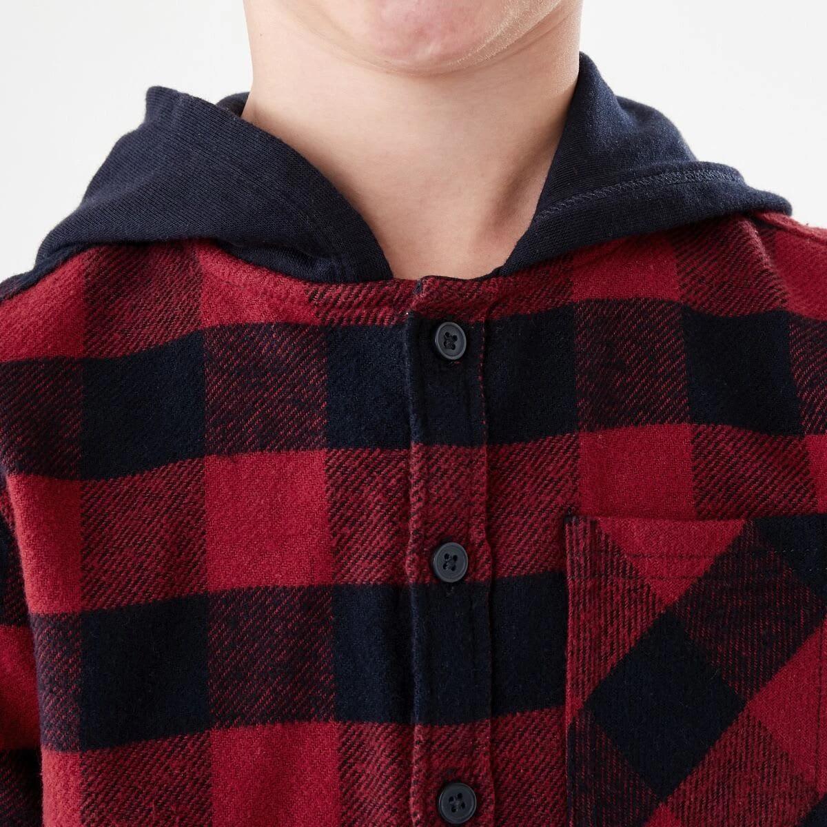3 Yarn Dye Flannel Shirt With Hood Red Check, 3 of 8