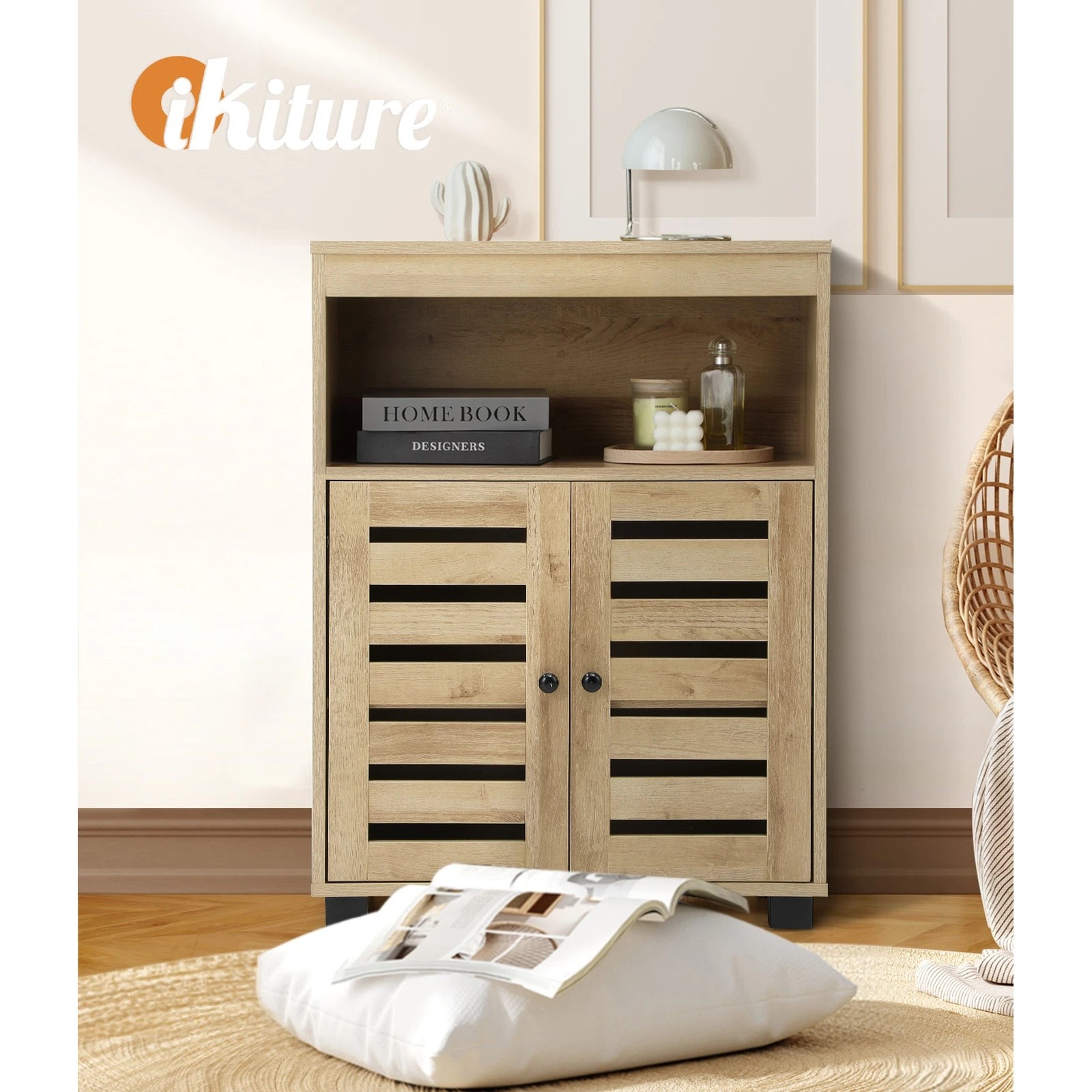 5 Oikiture Buffet Sideboard Shoe Storage Cabinet
 - Natural, 5 of 10