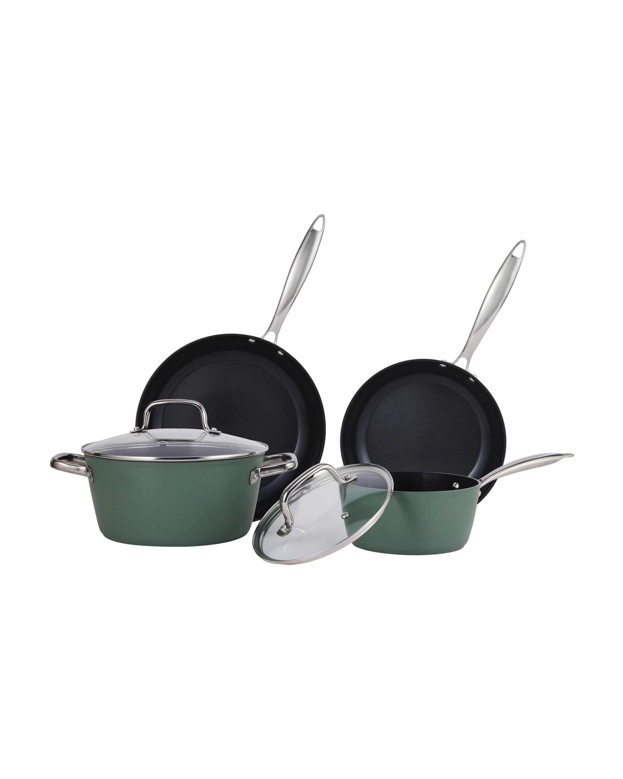 1 4 Piece Ceramic Cookware Set - Green, 1 of 10