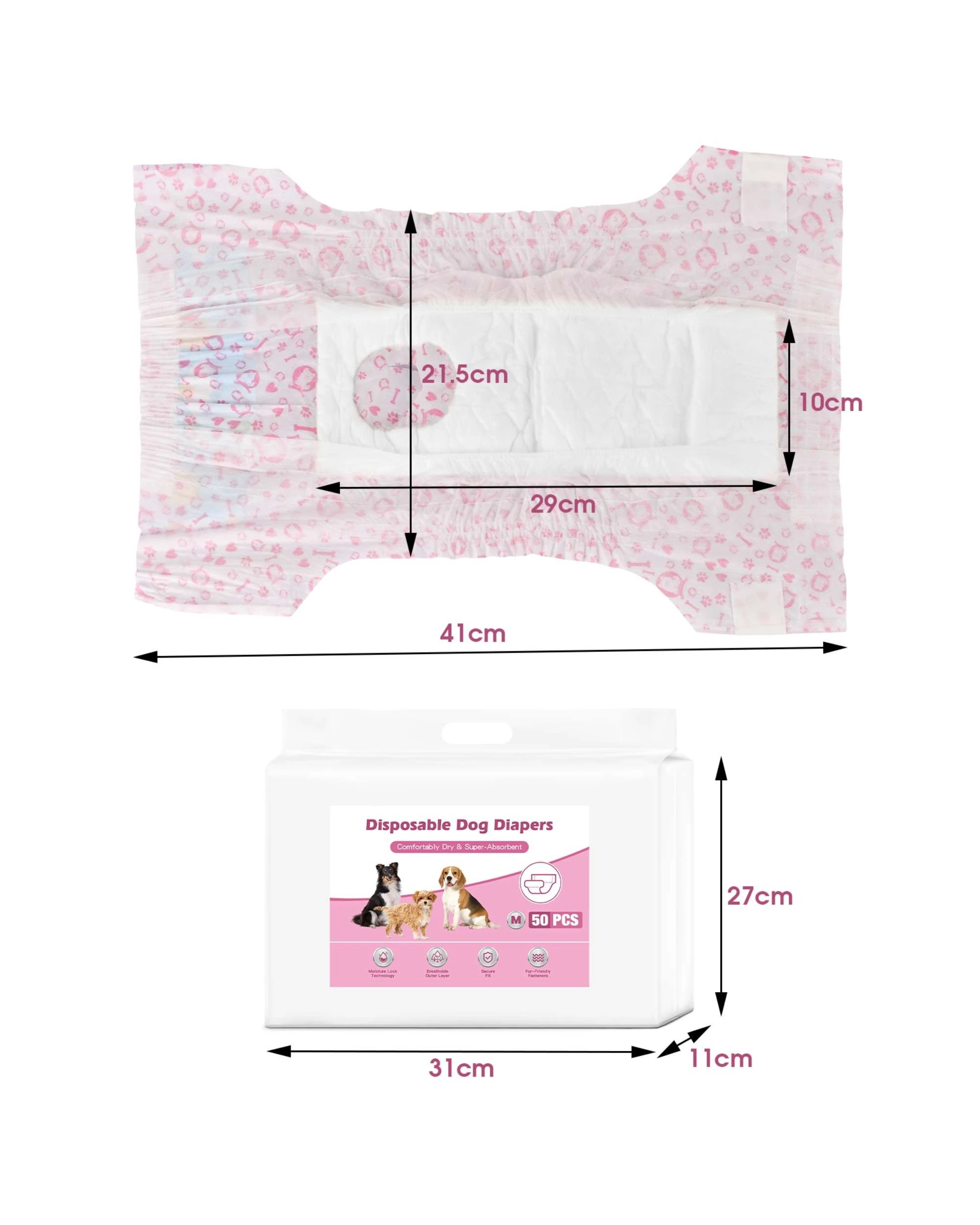 8 Advwin 50 Pack Female Dog Puppy Pet Diapers Dog Nappies, 8 of 8