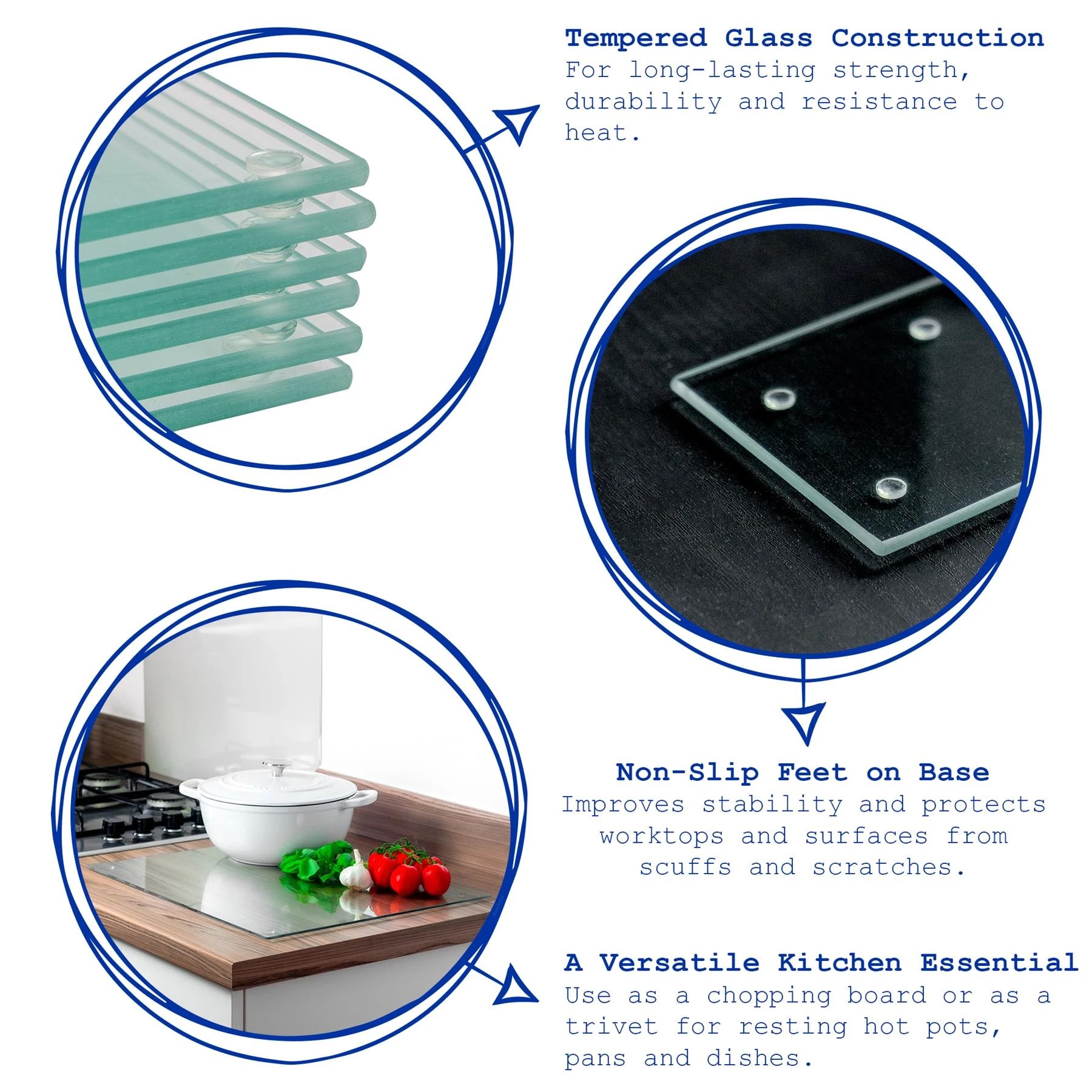 2 Harbour Housewares Rectangle Glass Chopping Board - 30cm x 20cm - Clear, 2 of 7
