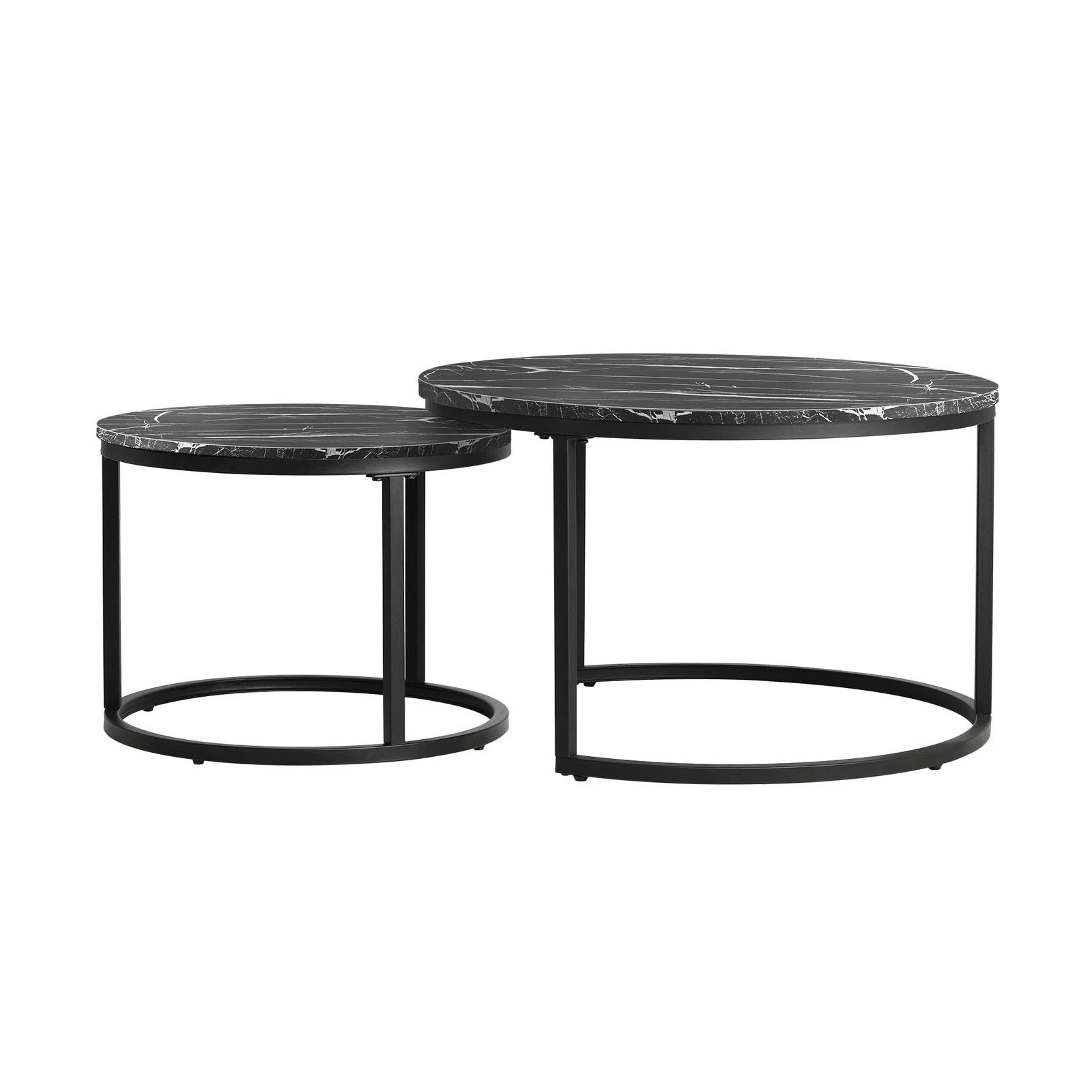 9 Oikiture Set Of 2 Coffee Table Round Nesting Side End Table
 - Black, 9 of 10