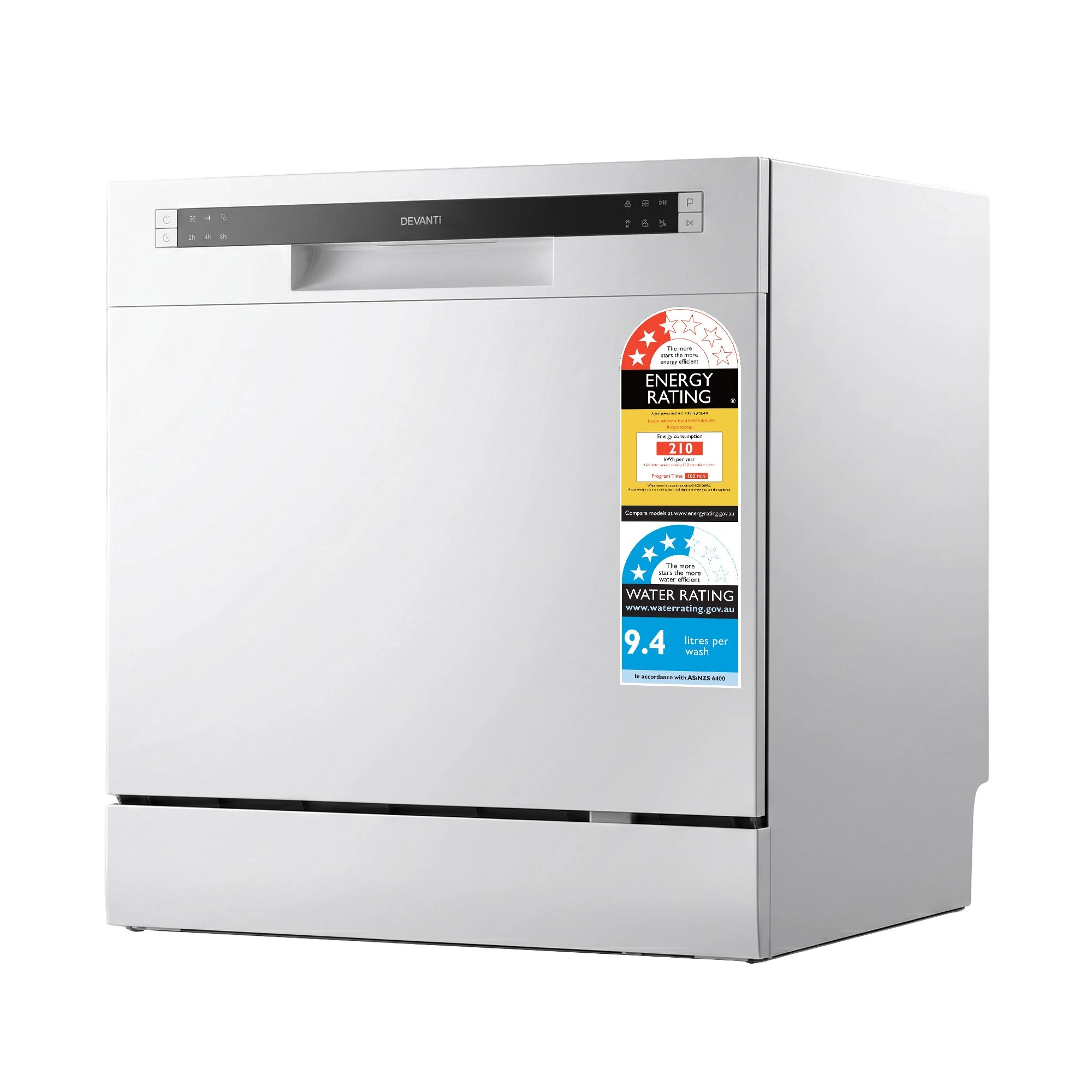 1 Devanti 8 Place Settings Benchtop Dishwasher - White, 1 of 8