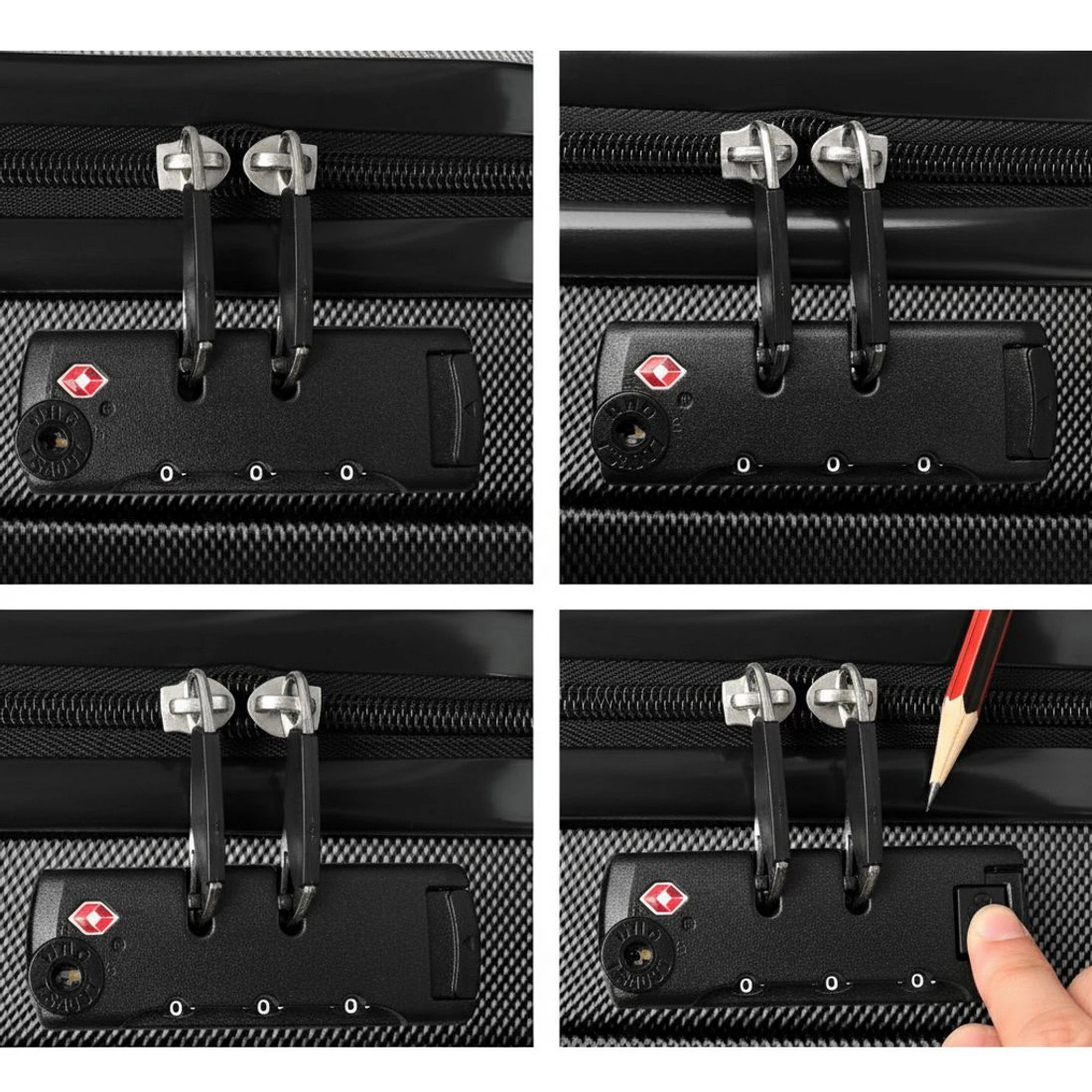 6 Wanderlite 3pc Luggage Trolley Set Suitcase Travel TSA Carry On Hard Case - Black, 6 of 7