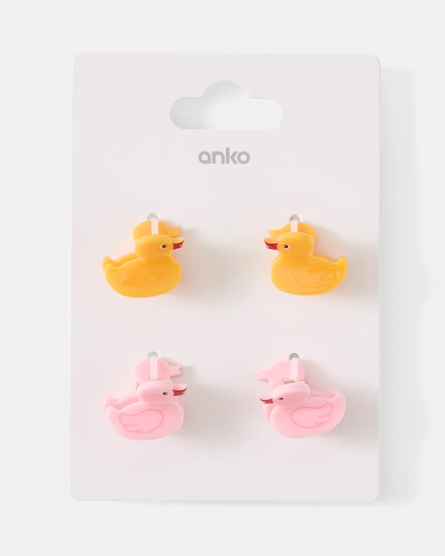 4 4 Pack Yellow and Pink Mini Duck Claw Hair Clips, 4 of 4