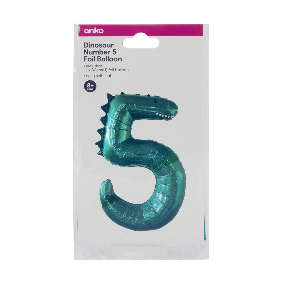 4 Dinosaur Number 5 Foil Balloon, 4 of 4