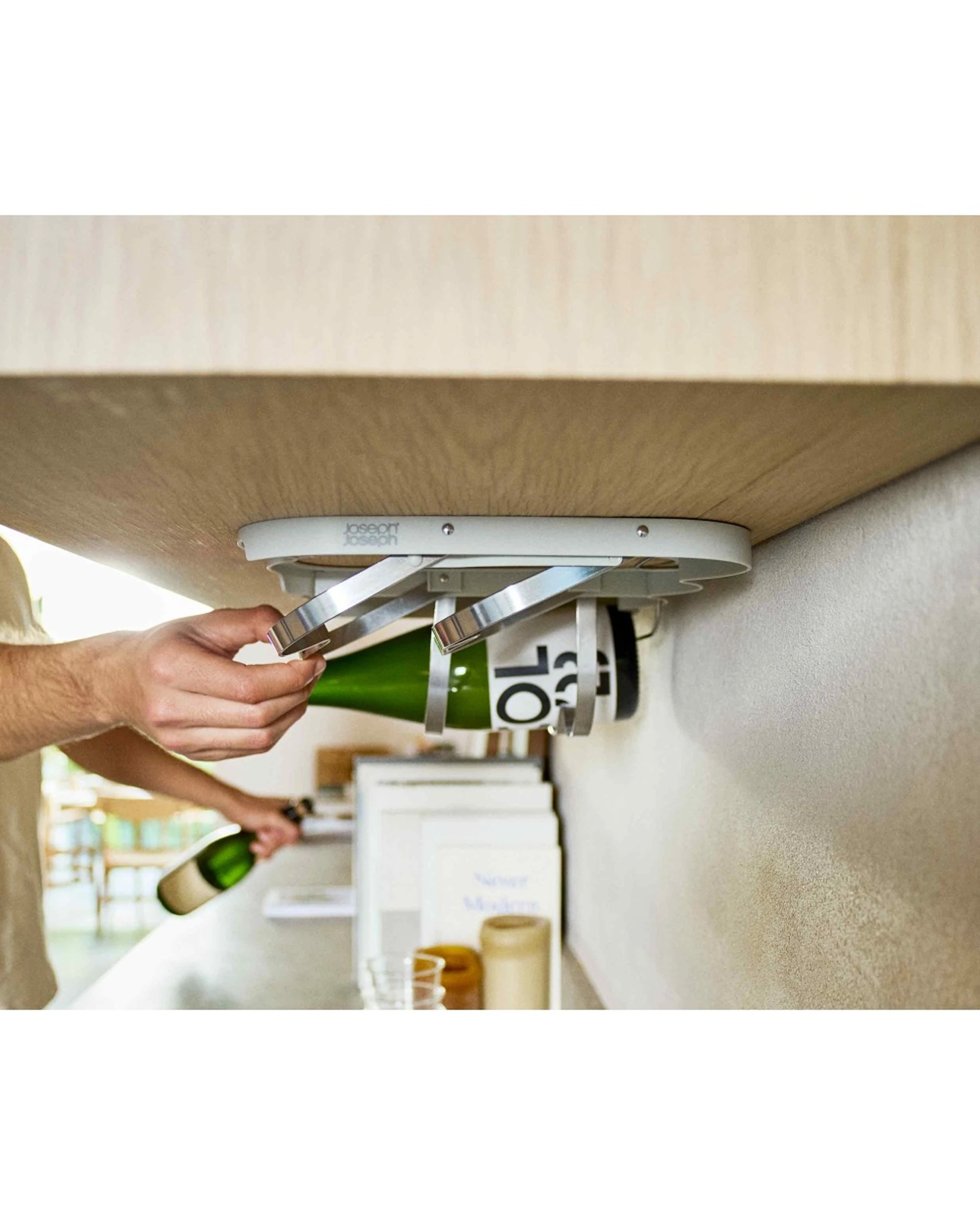 3 Joseph Joseph Cradle Folding Wine Bottle Storage Rack Holds Four Bottles Light Stone - Natural, 3 of 5