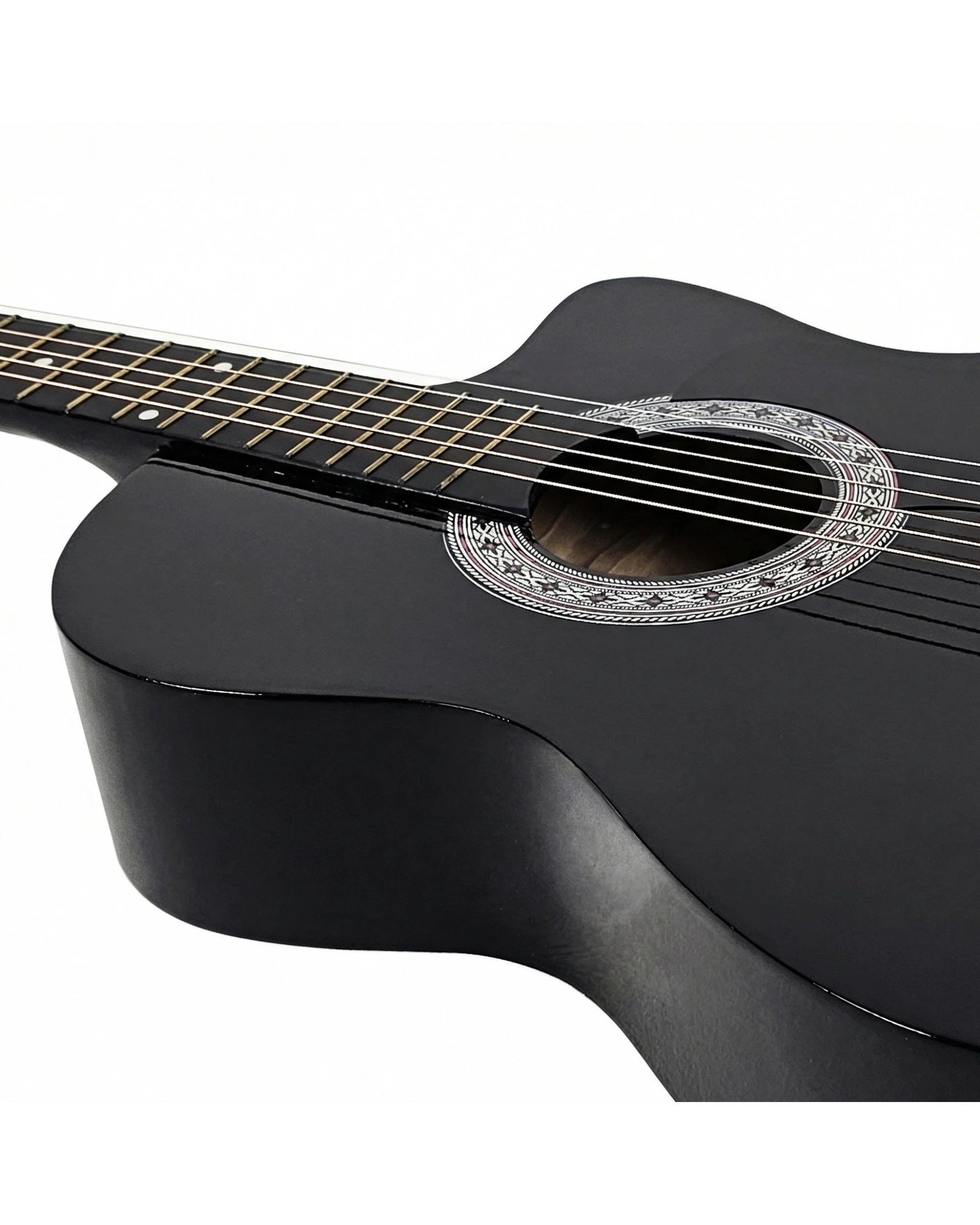 8 Karrera 38in Pro Cutaway Acoustic Guitar with Carry Bag - Black, 8 of 10