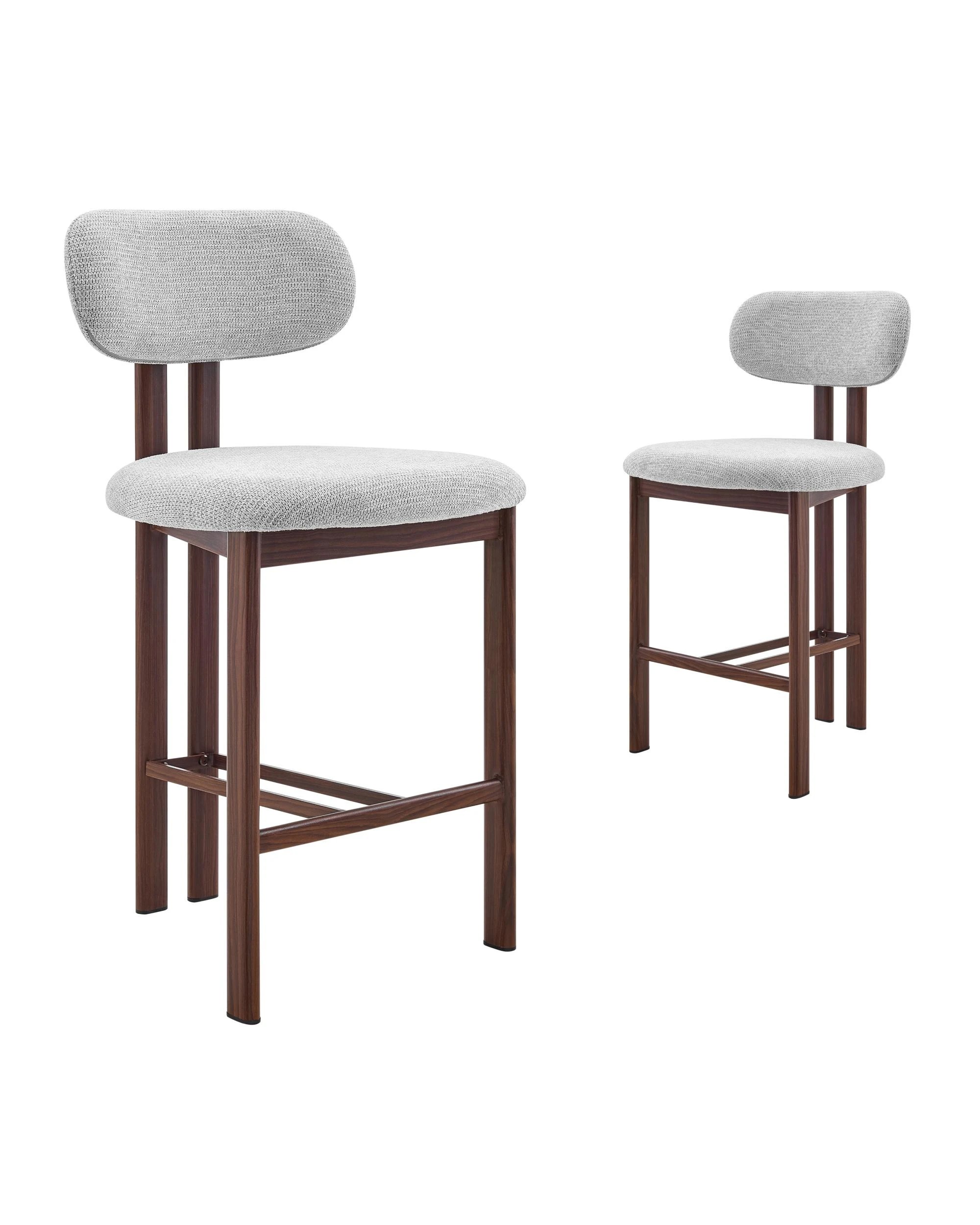 1 Kodu Dining Stools Pair (Set of Two) Grey and Walnut, 1 of 9