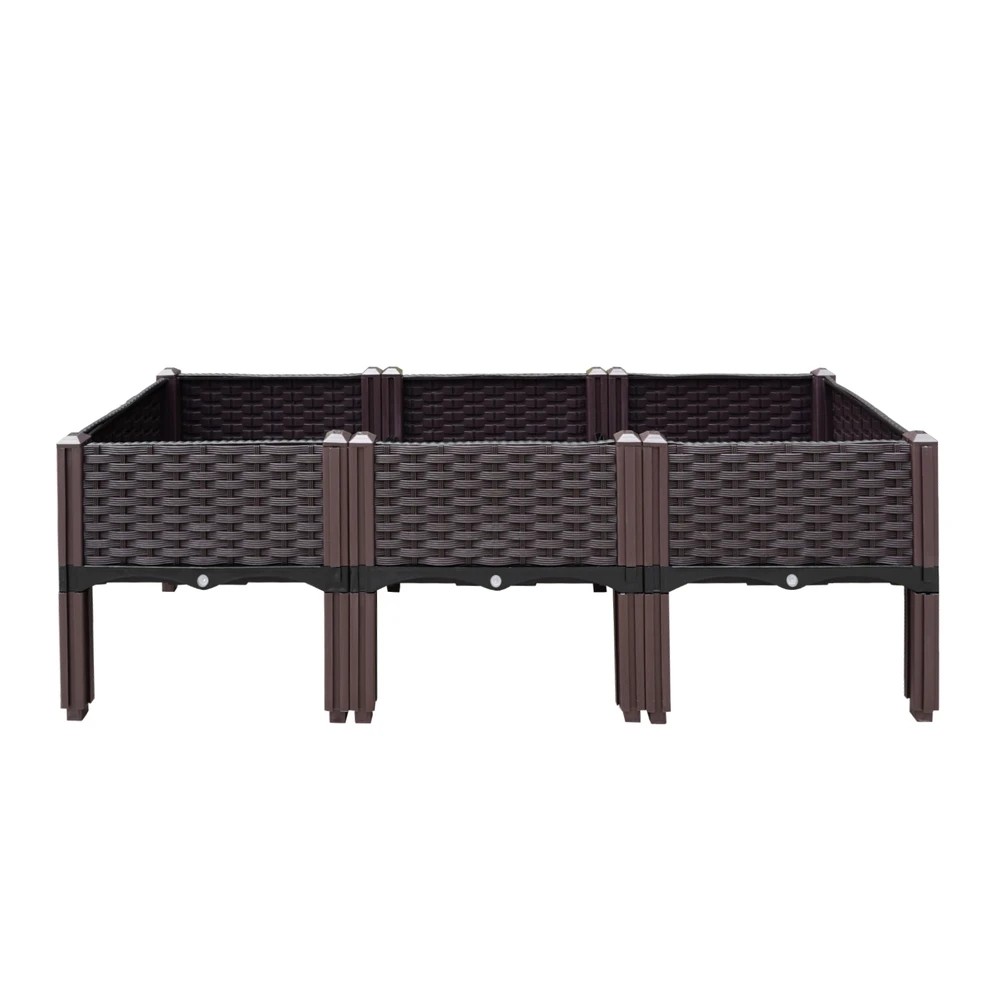 3 Green Fingers Garden Bed 120x40x36cm PP Planter Box Raised Container Growing Herb - Brown, 3 of 4