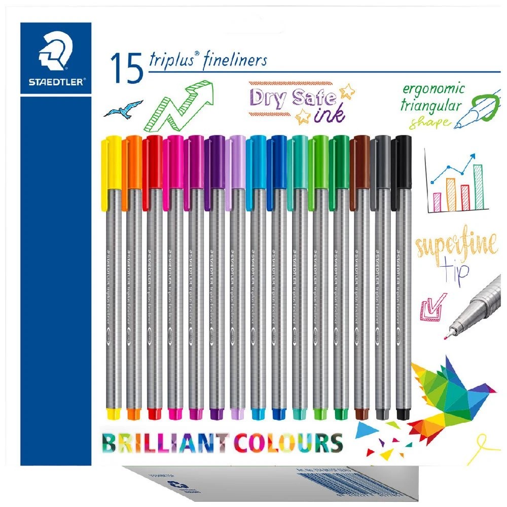 1 Staedtler Triplus Fineliners Assorted 15 Pack, 1 of 10