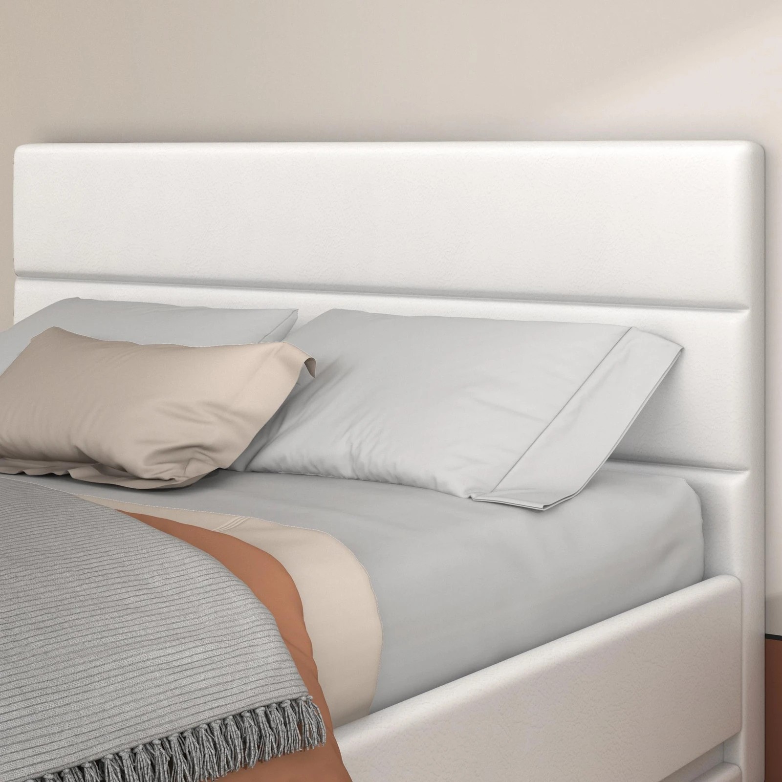 4 Alfordson Bed Frame King Size Platform RGB LED Gas Lift Base Storage - White, 4 of 10