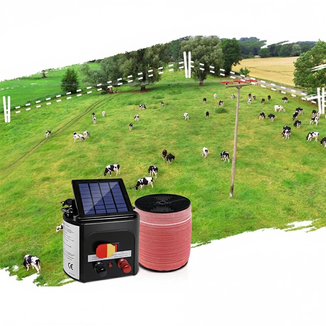 4 Giantz Fence Energiser 8KM Solar Powered Electric 1200M Poly Tape - Multi, 4 of 7