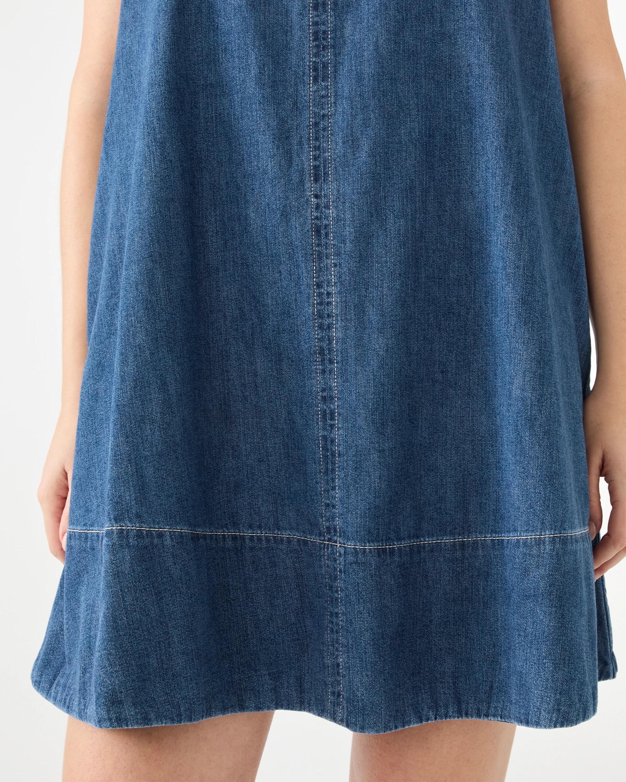 7 Sleeveless Chambray Swing Mini Dress Indigo Wsh, 7 of 8