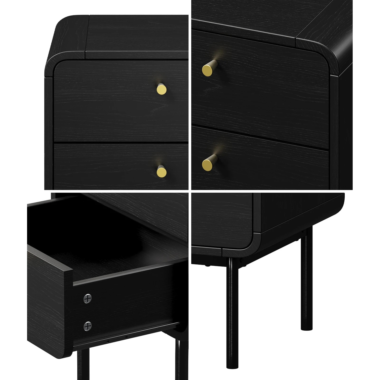 5 Oikiture Bedside Table 2 Drawers Side Table Bedroom Nightstand Metal - Black, 5 of 9