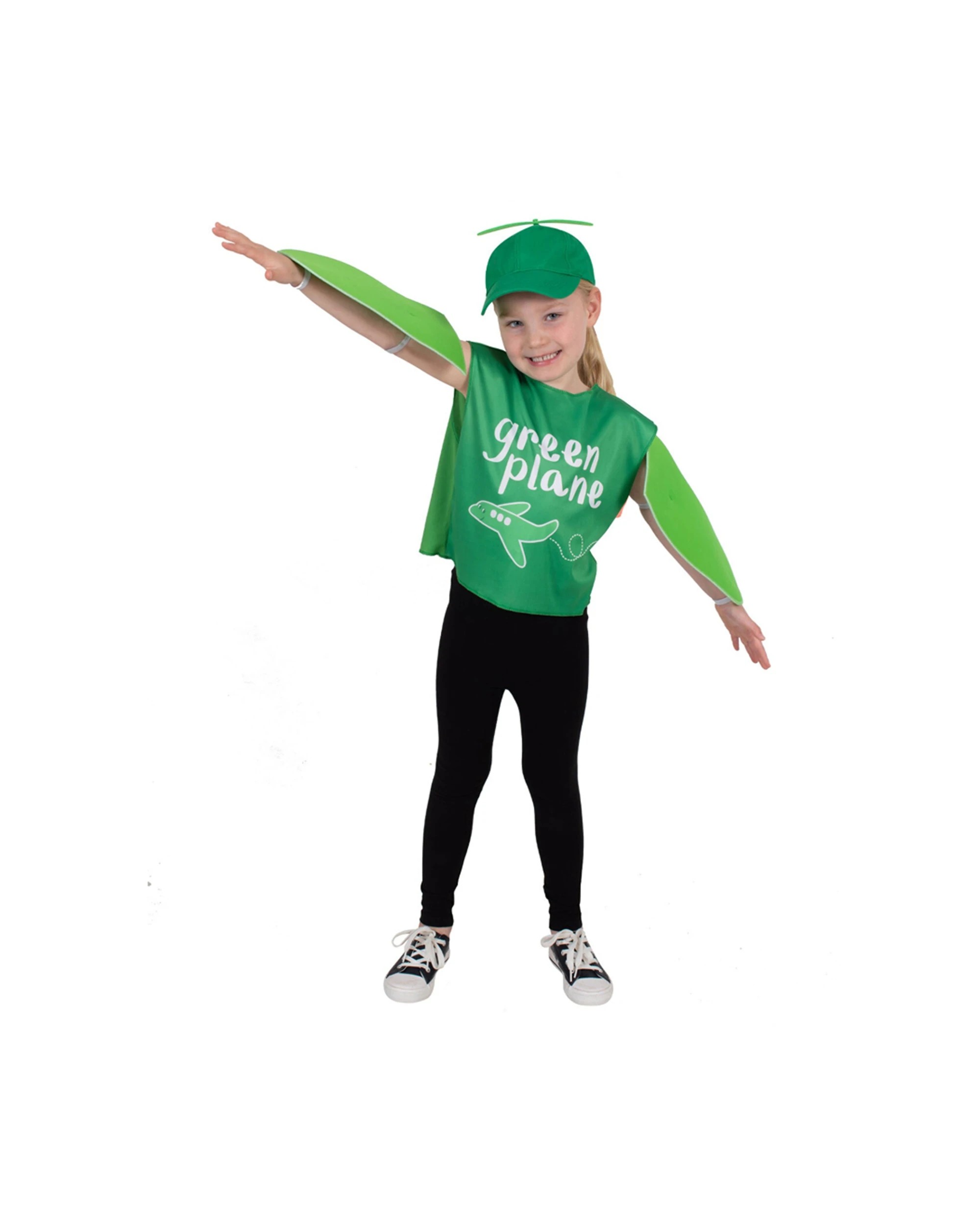 2 Emma Memma Planes Costume Party Dress-Up Kids S - Green, 2 of 3