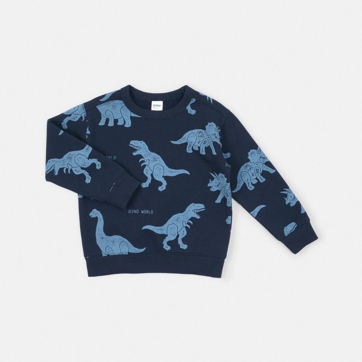 7 All Over Print Crew Neck Sweatshirt Blu Dino, 7 of 8