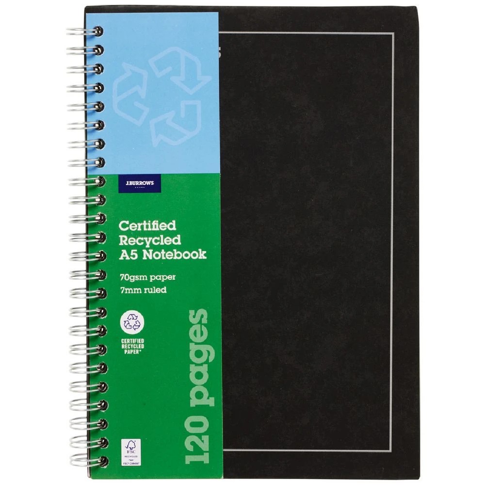 1 J.Burrows A5 Hard Cover Pressboard Notebook Black 120 Page, 1 of 3