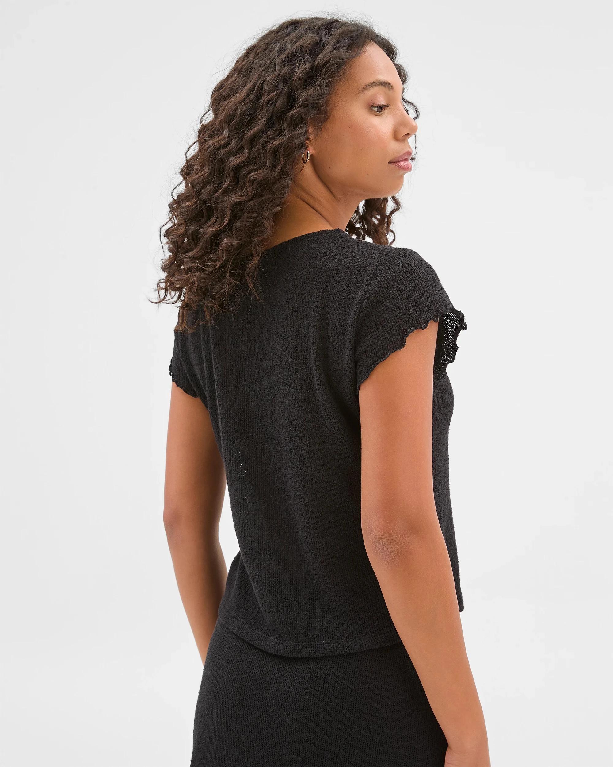 4 Target Australian Cotton Blend Textured Crew T-Shirt BLACK, 4 of 5