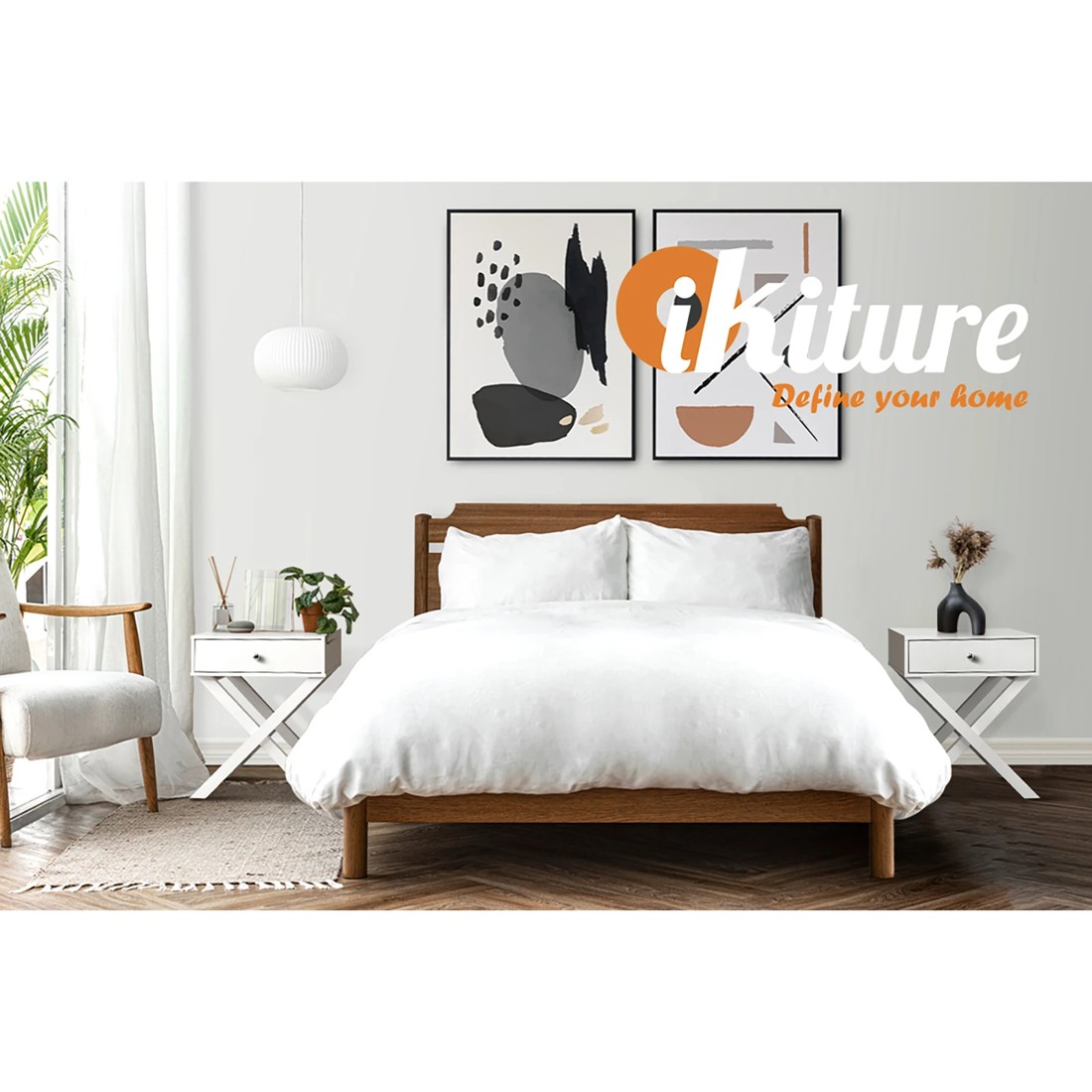 6 Oikiture Bedside Table Drawer Nightstand Side Table Storage Cabinet
 - White, 6 of 10