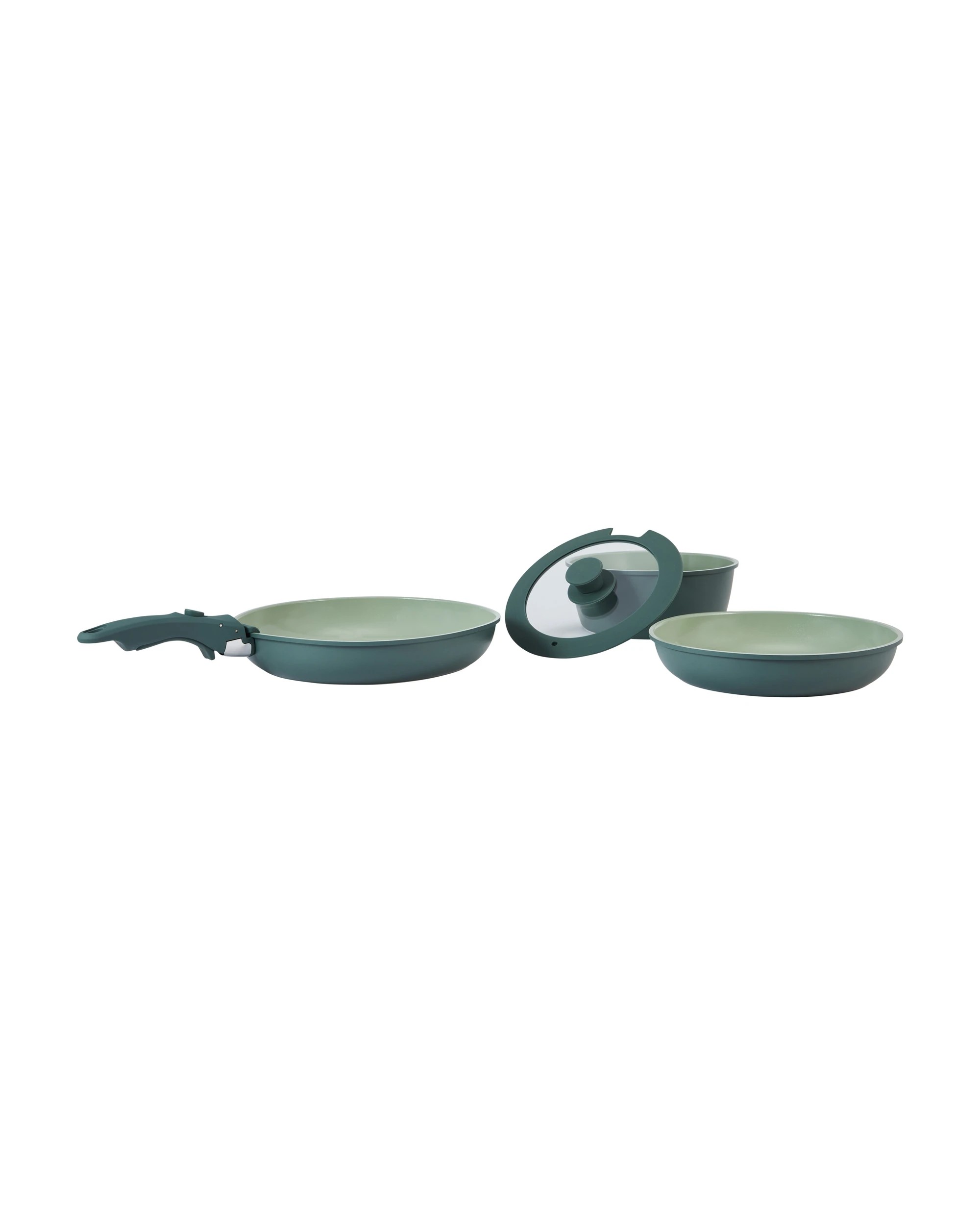 2 3 Piece Ceramic Cookware Set with Detachable Handle - Green, 2 of 9