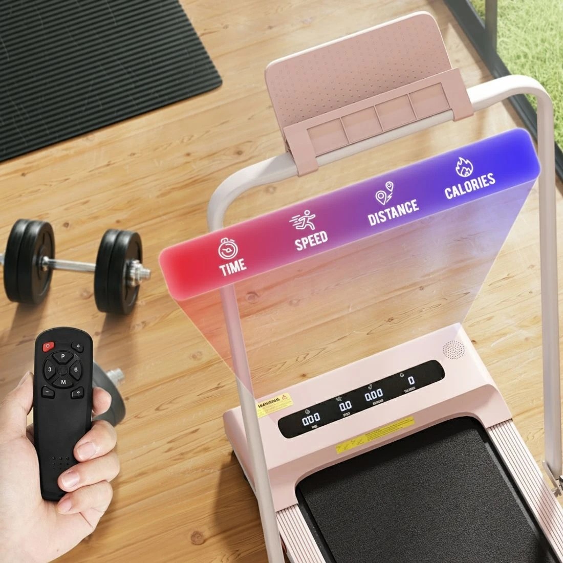 6 Everfit Treadmill Electric Walking Pad Under Desk Home Gym Fitness 380mm - Pink, 6 of 9