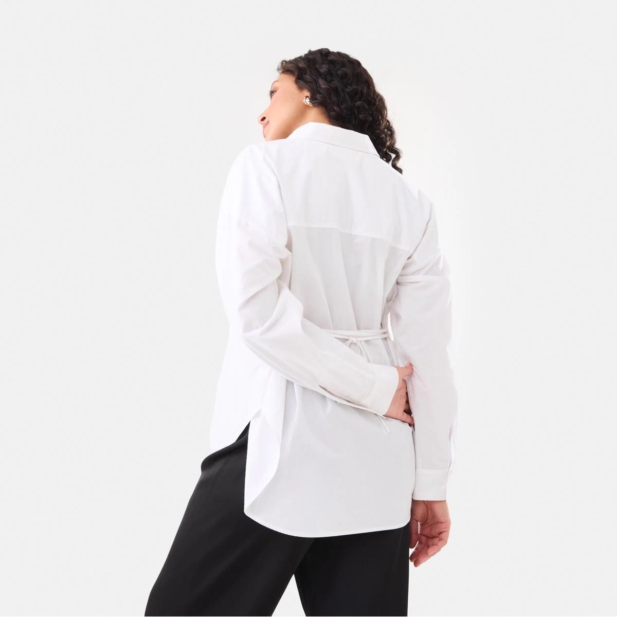 5 Long Sleeve Tie Back Detail Shirt White, 5 of 8